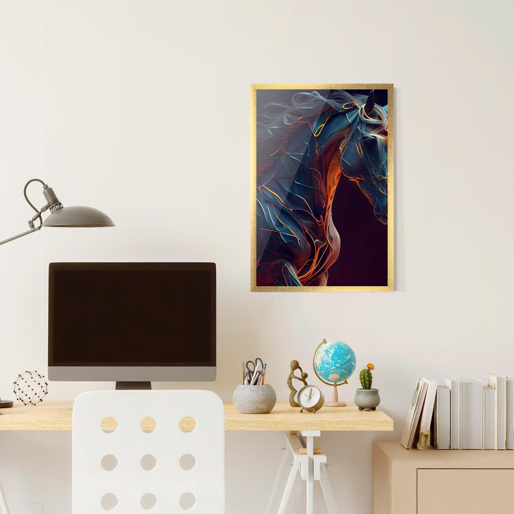 Gerahmte Poster Fire Lines Horse mockup 6