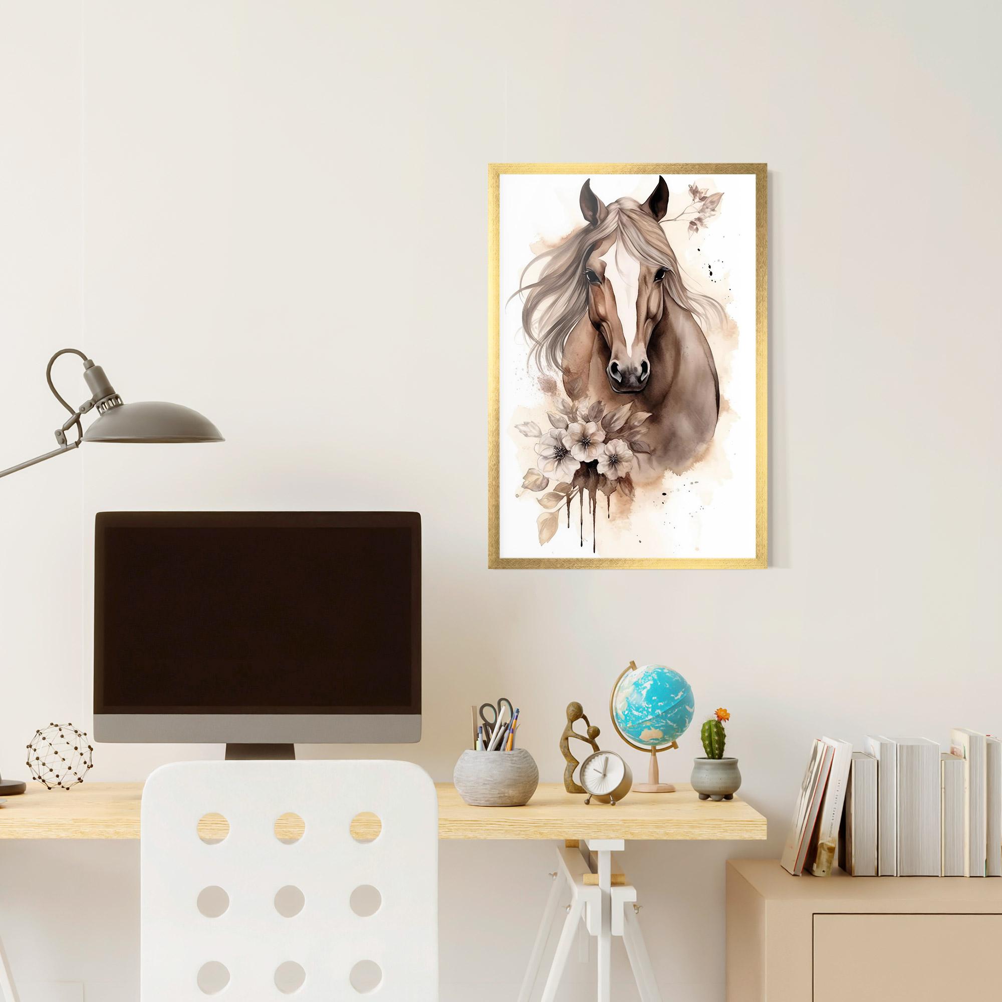 Gerahmte Poster Flower Brown Horse mockup 6