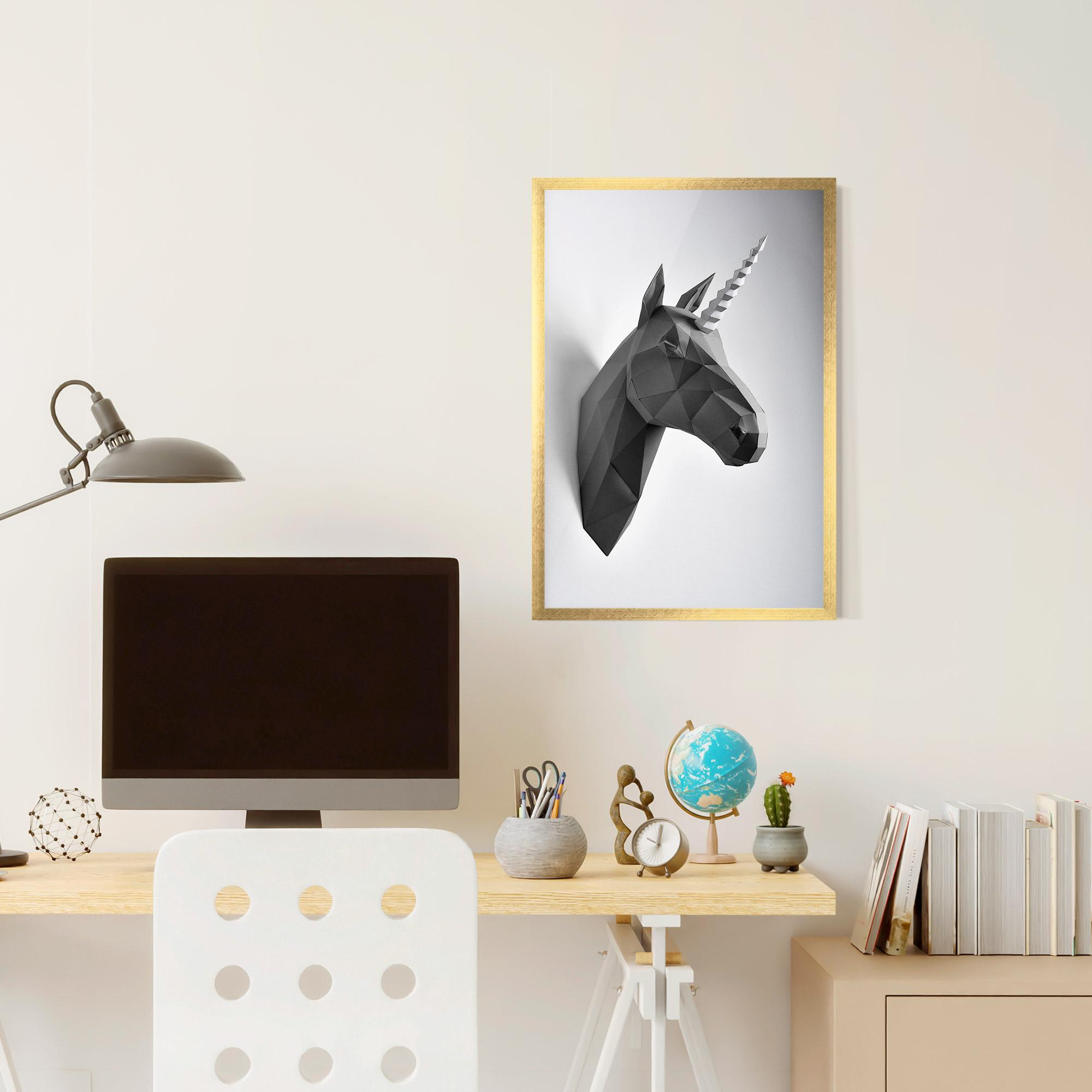 Gerahmte Poster Geometrical Unicorn mockup 6