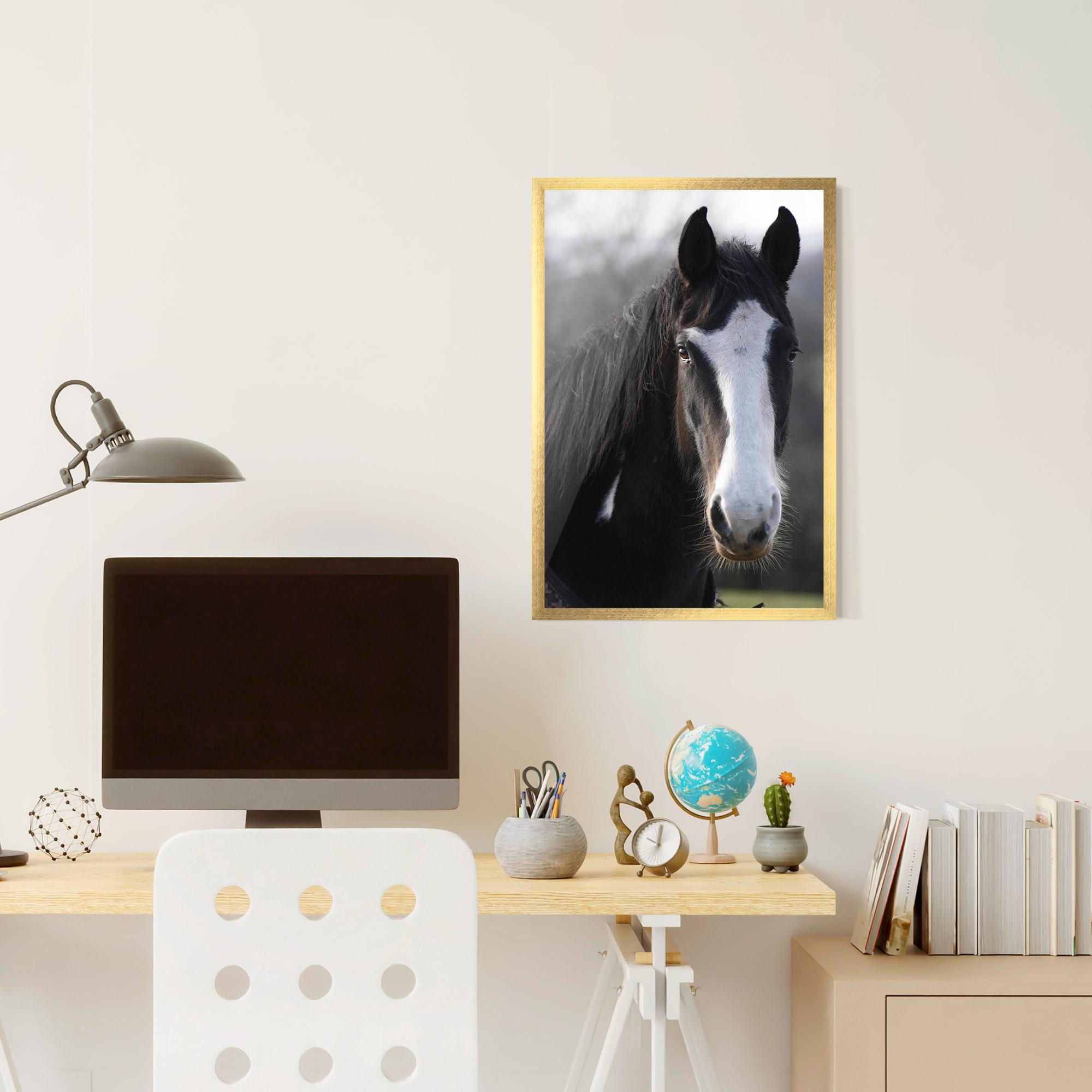 Gerahmte Poster Horse Black Portrait mockup 6