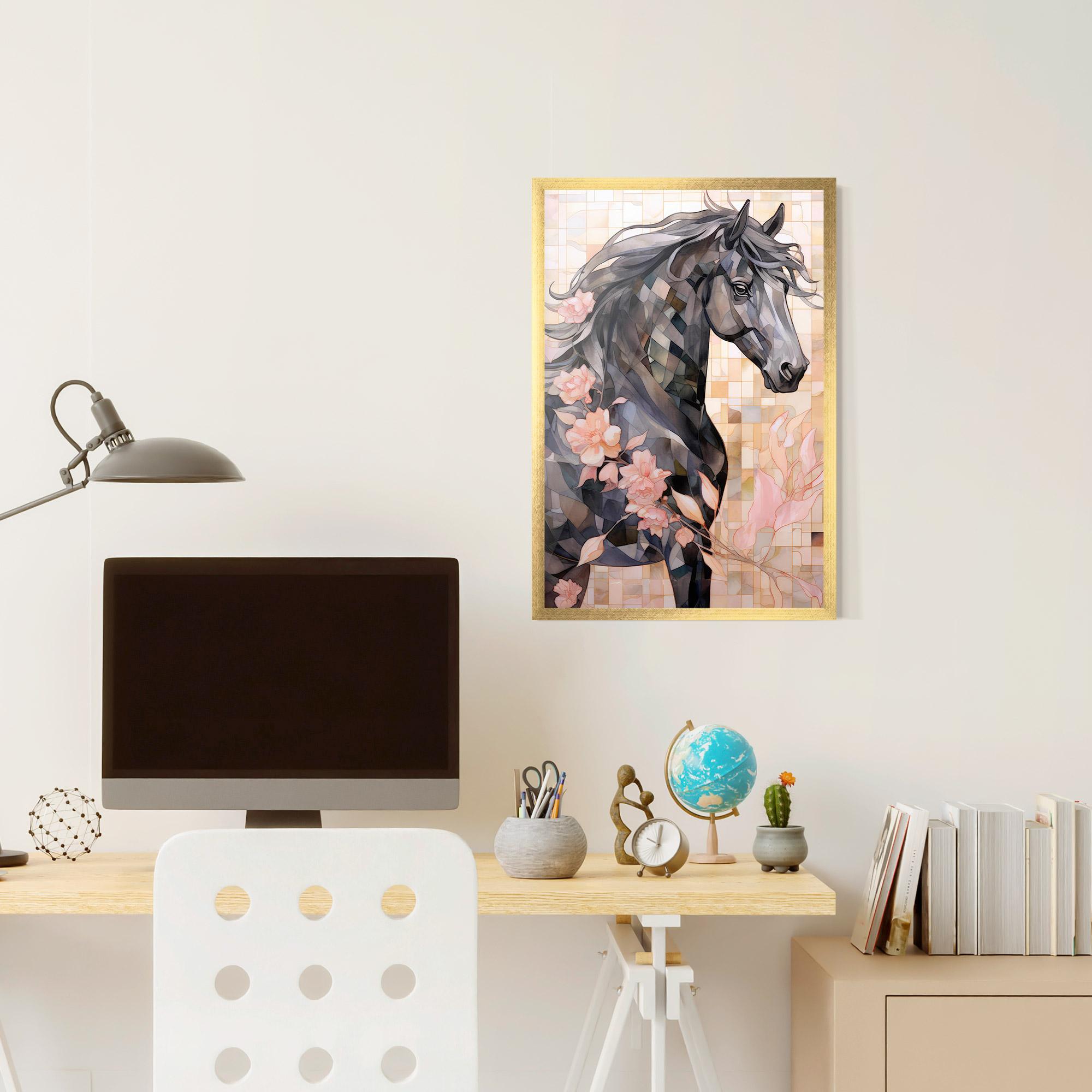 Gerahmte Poster Mosaic Painting Horse mockup 6