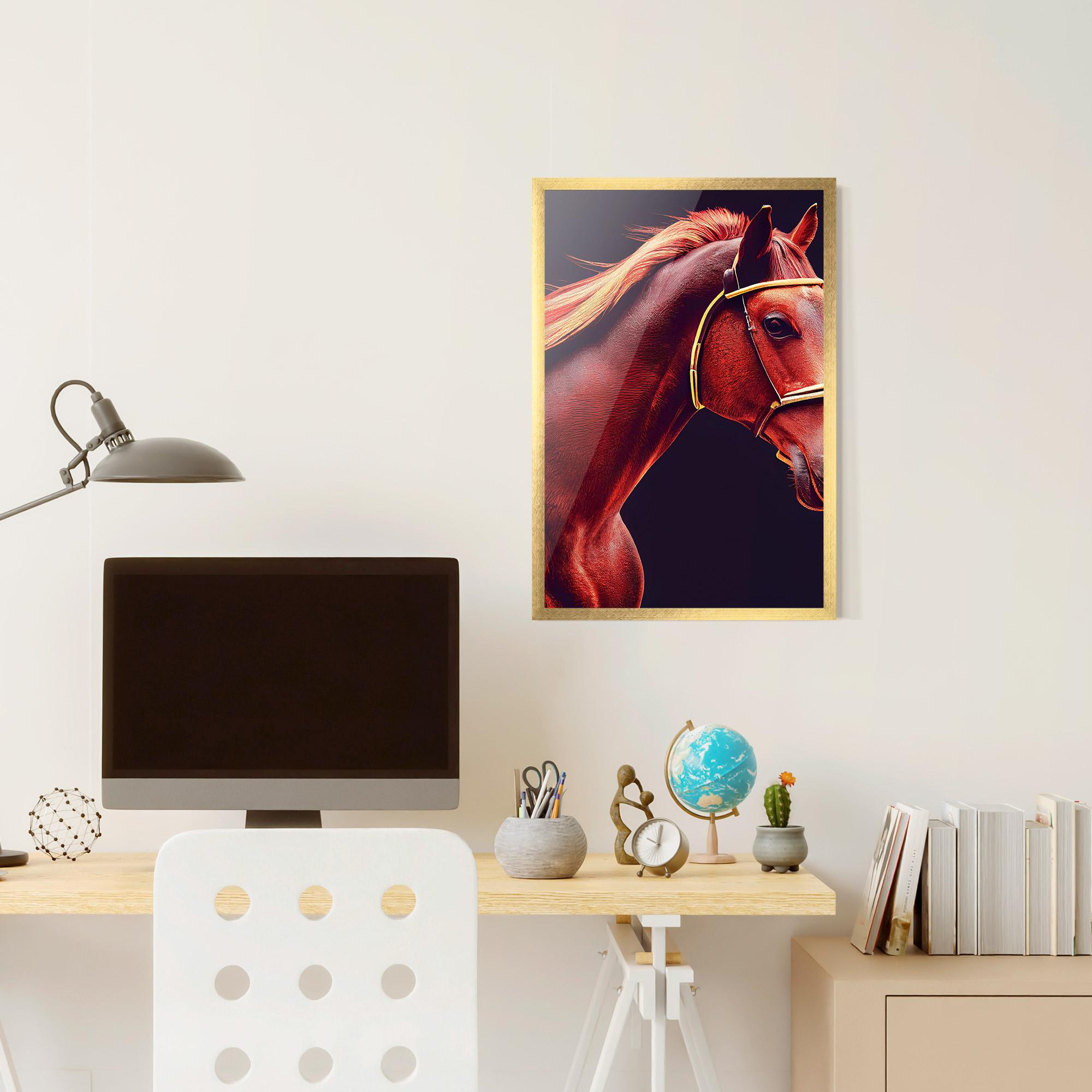 Gerahmte Poster Red Horse Portrait mockup 6
