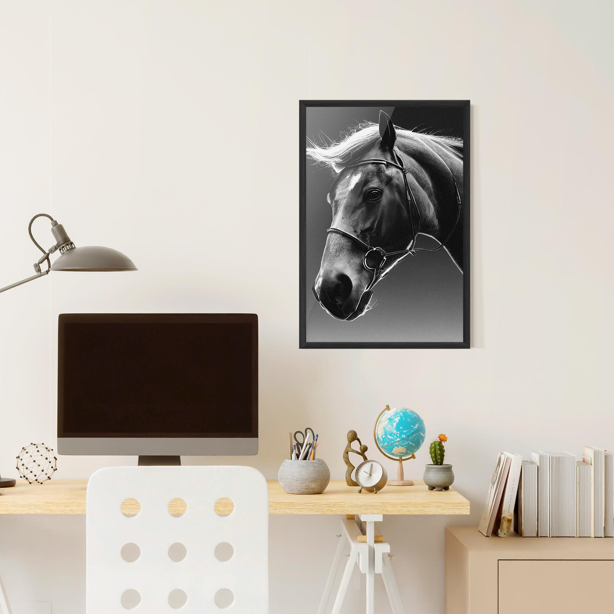 Gerahmte Poster Black Horse Profile mockup 6