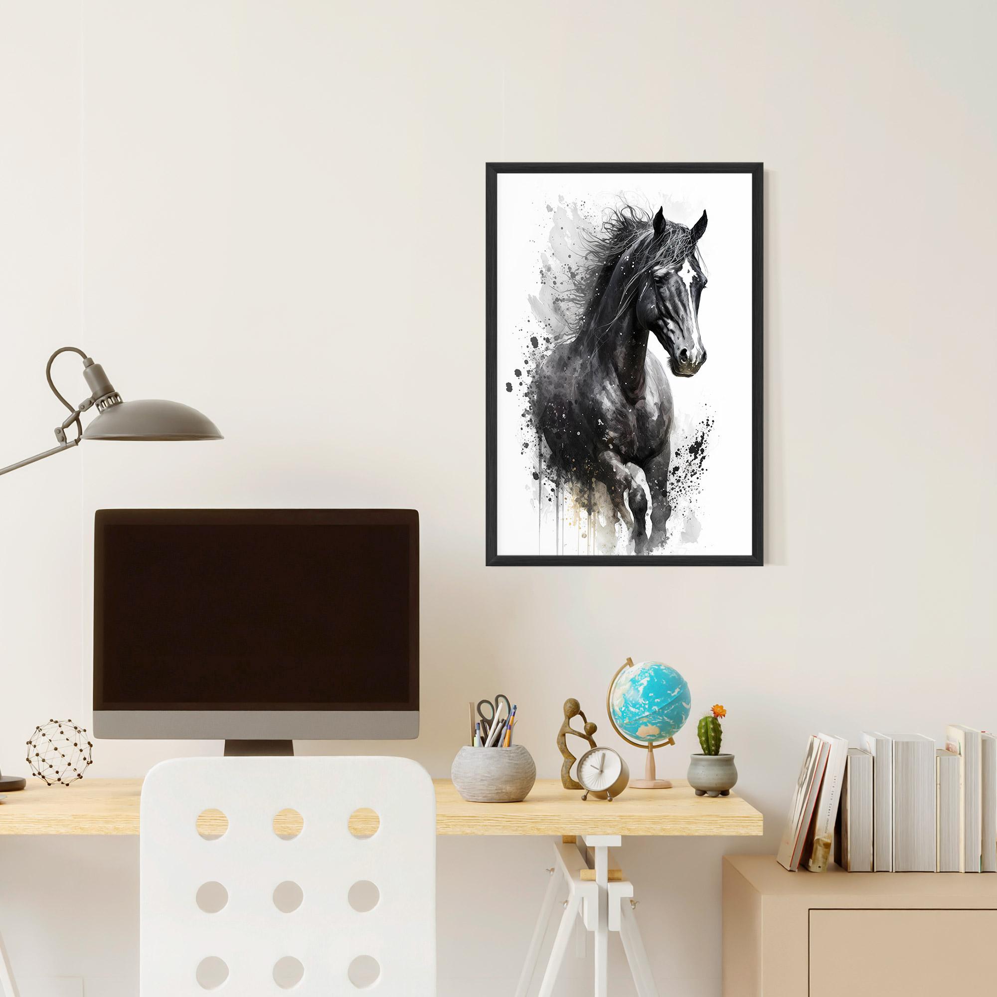 Gerahmte Poster Black Horse mockup 6