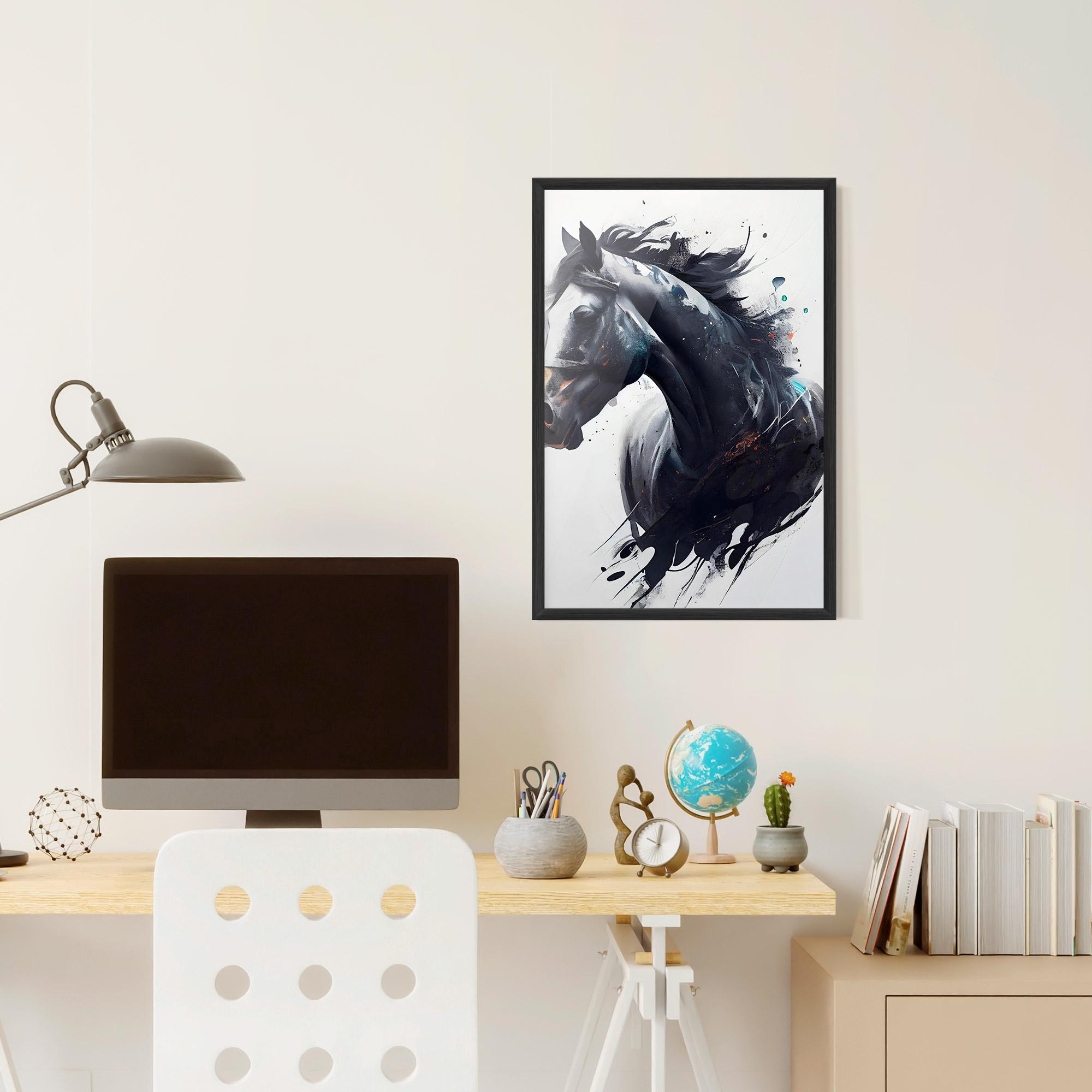 Gerahmte Poster Black Paint Horse mockup 6