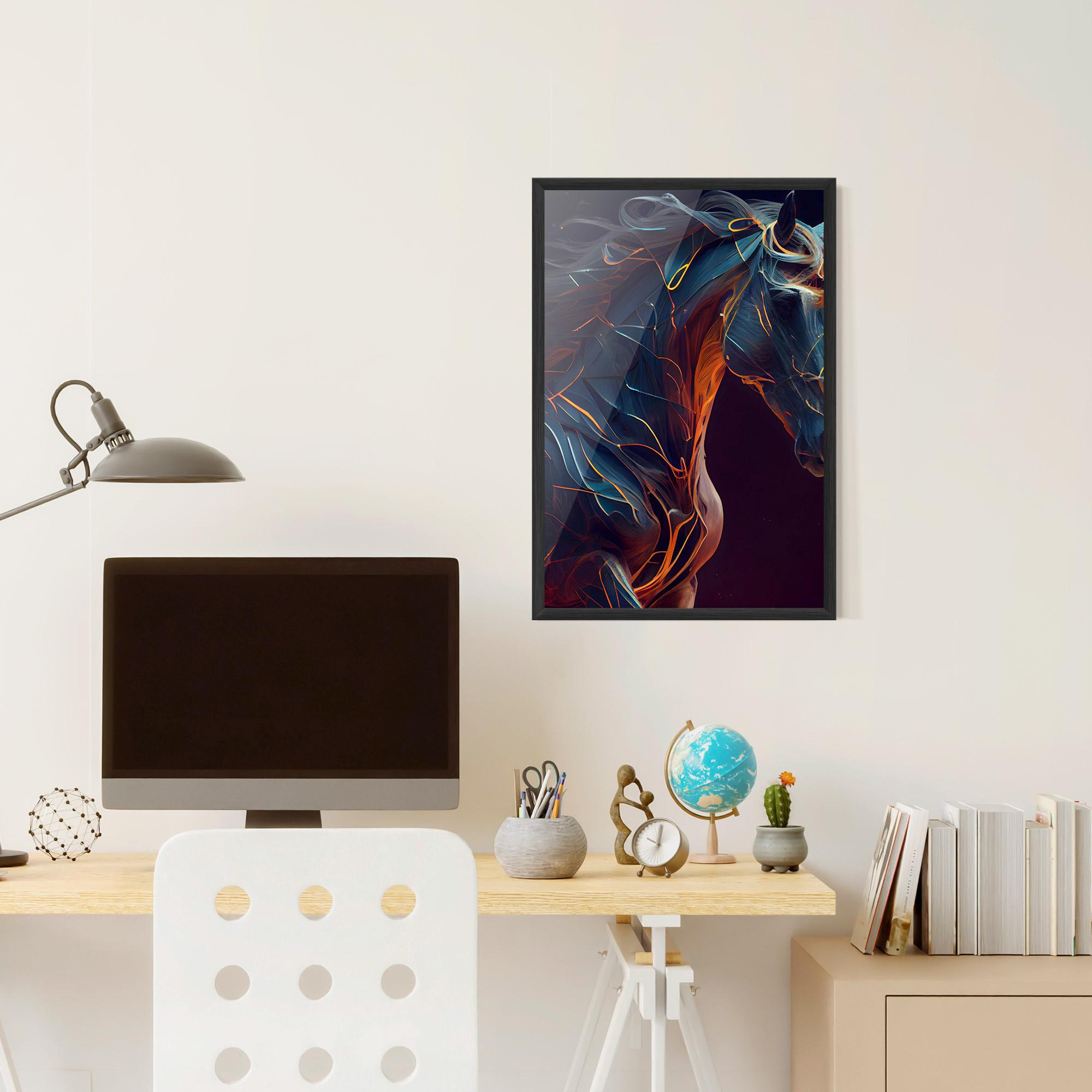 Gerahmte Poster Fire Lines Horse mockup 6