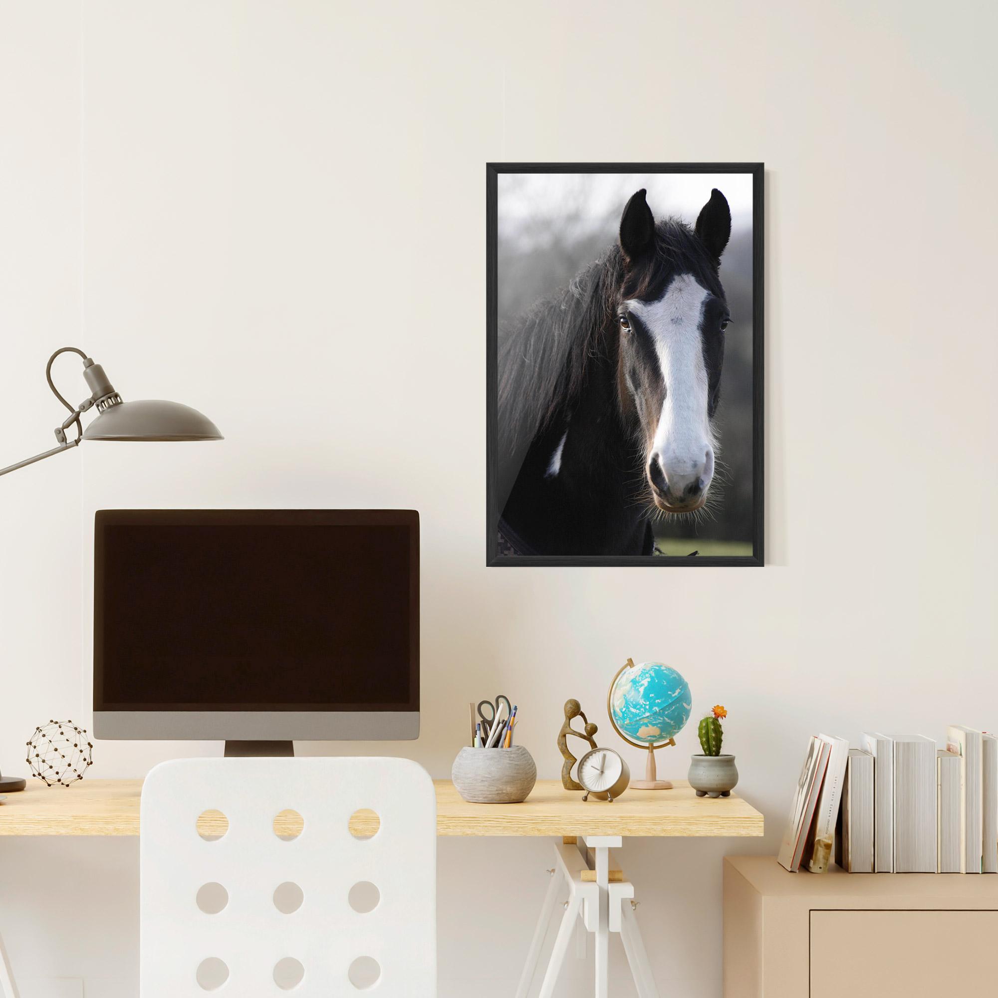 Gerahmte Poster Horse Black Portrait mockup 6