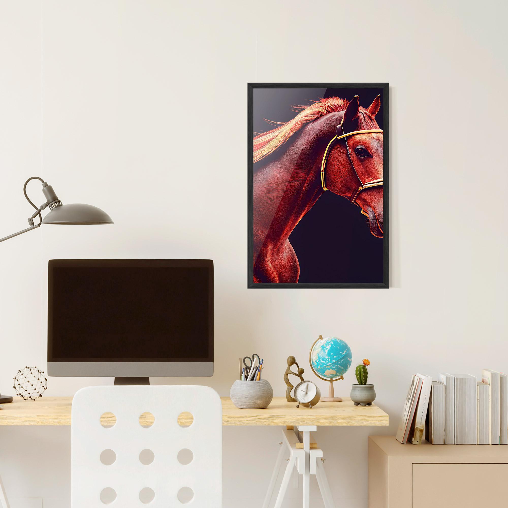 Gerahmte Poster Red Horse Portrait mockup 6