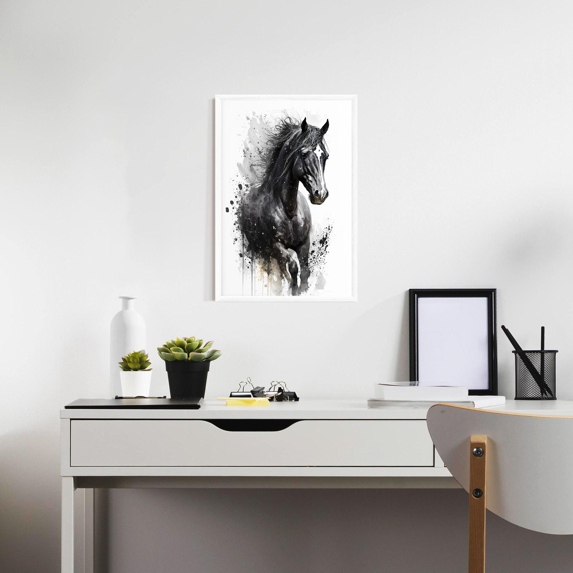 Gerahmte Poster Black Horse mockup 7