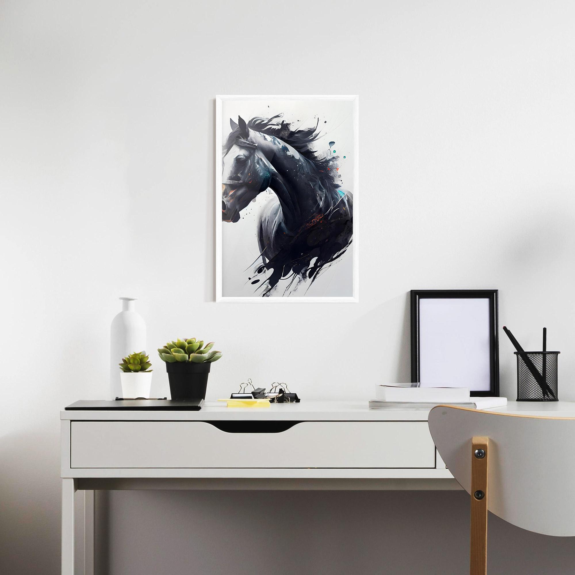 Gerahmte Poster Black Paint Horse mockup 7