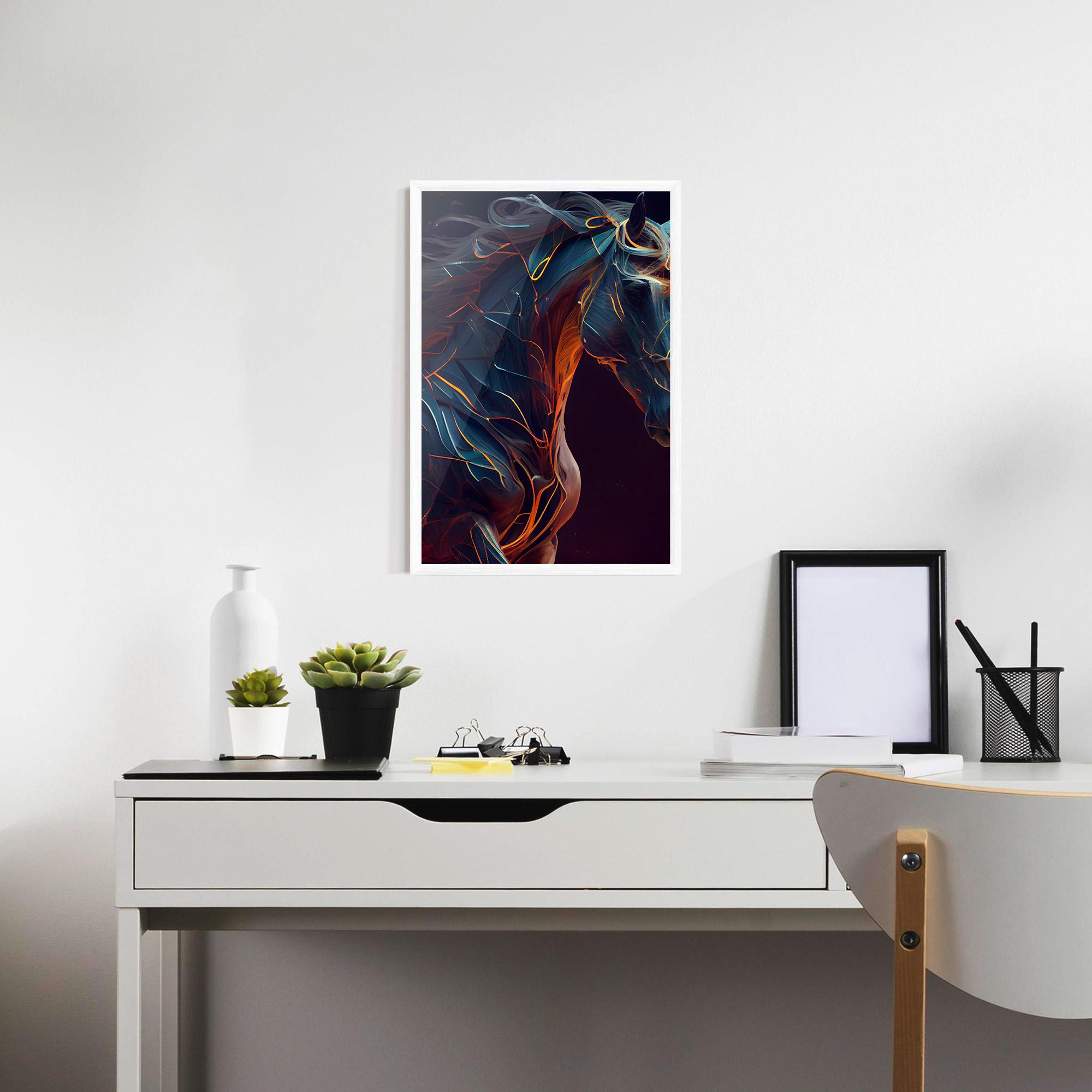 Gerahmte Poster Fire Lines Horse mockup 7