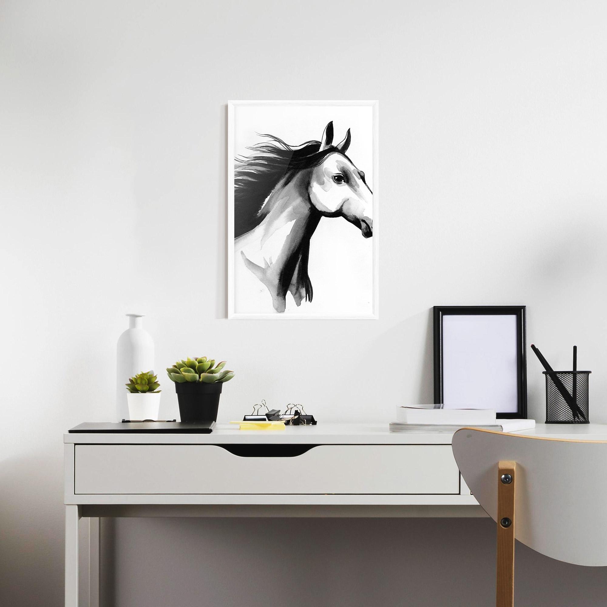 Gerahmte Poster Ink Watercolor Horse mockup 7