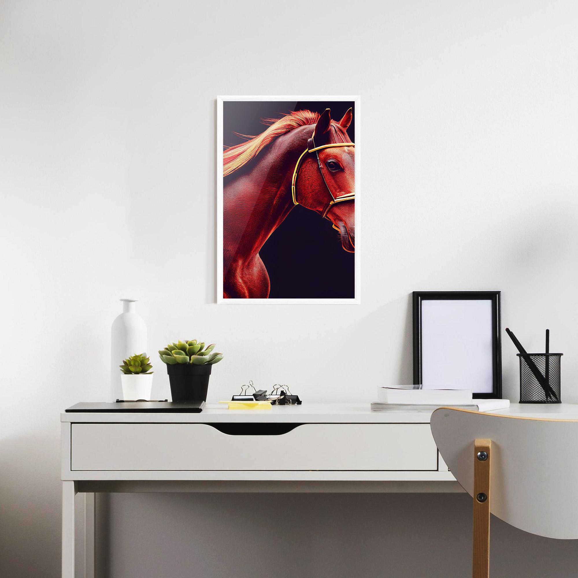 Gerahmte Poster Red Horse Portrait mockup 7