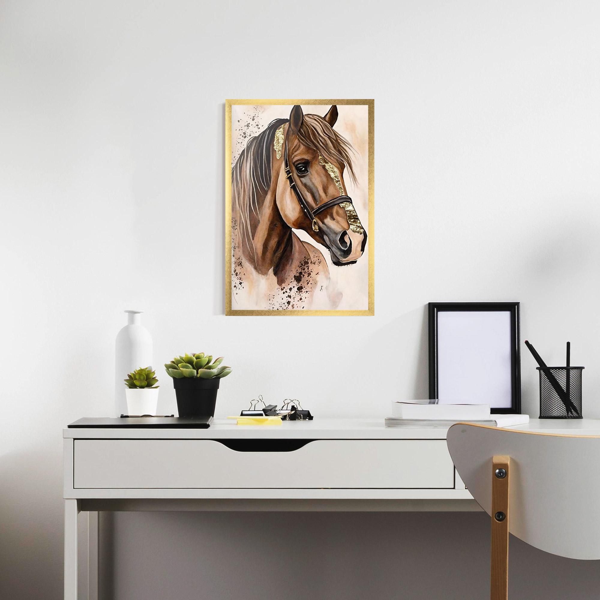Gerahmte Poster Gold Horse Painting mockup 7