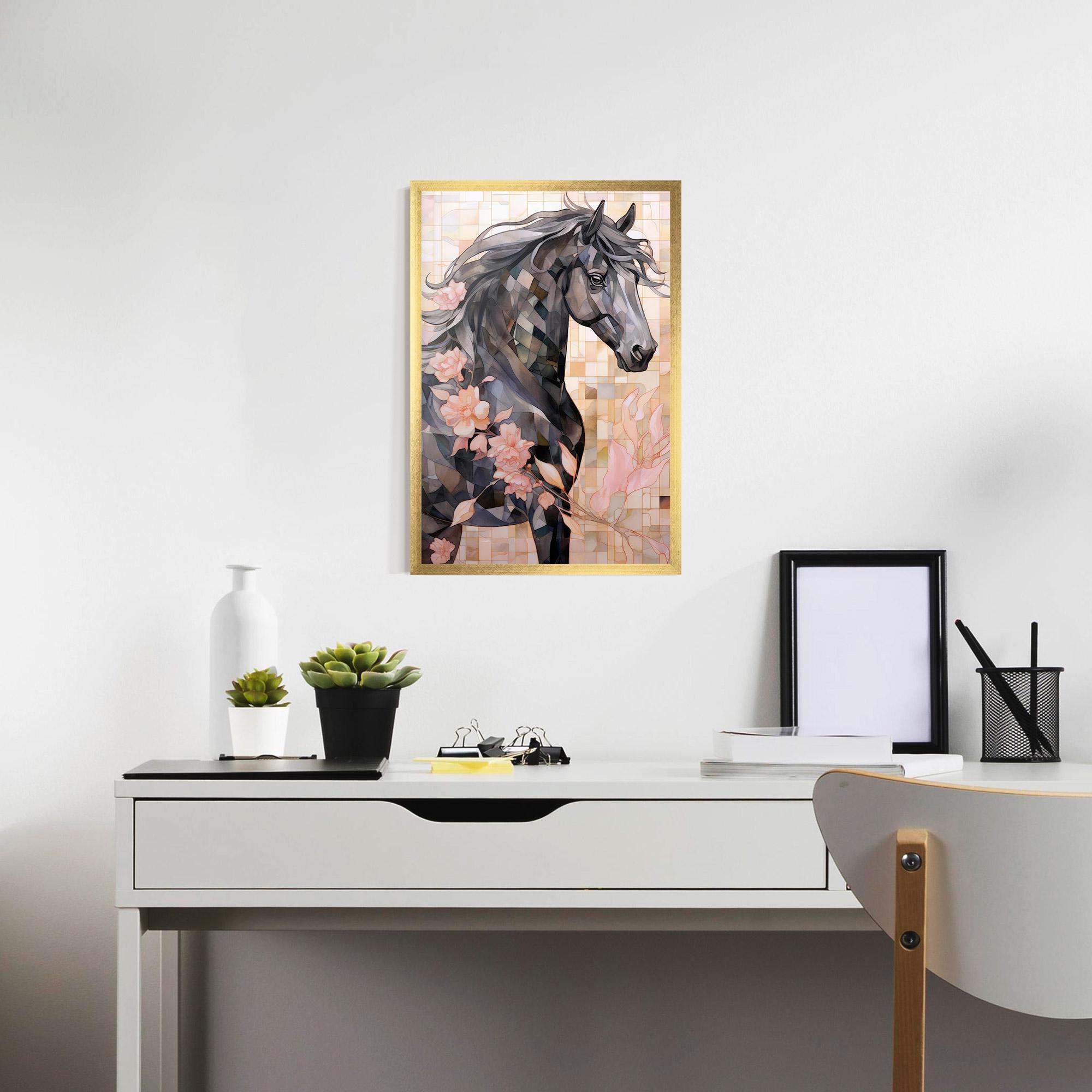 Gerahmte Poster Mosaic Painting Horse mockup 7