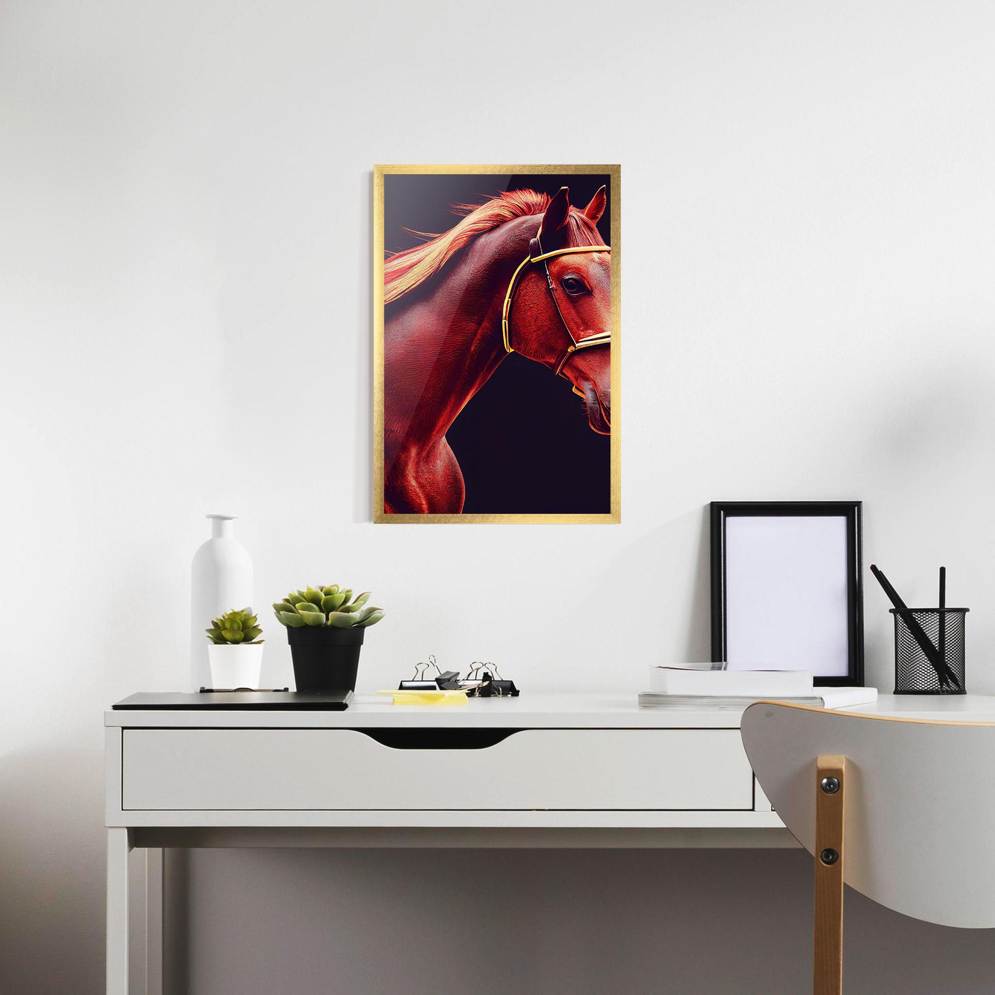 Gerahmte Poster Red Horse Portrait mockup 7