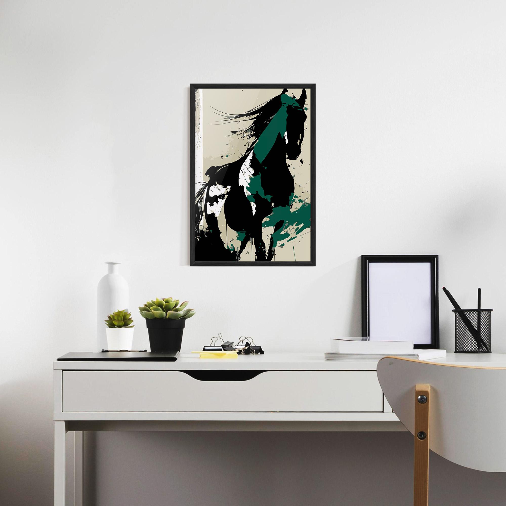 Gerahmte Poster Black Green Horse mockup 7