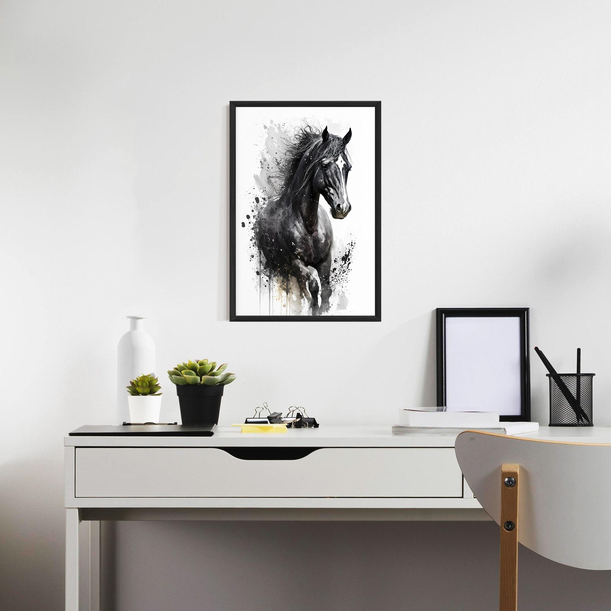Gerahmte Poster Black Horse mockup 7