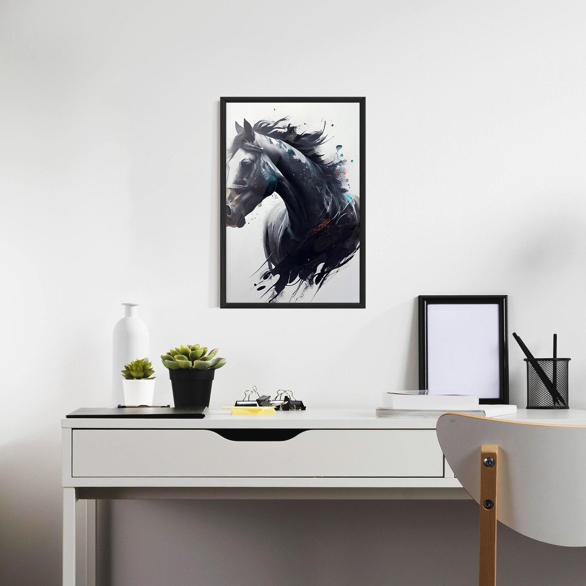 Gerahmte Poster Black Paint Horse mockup 7