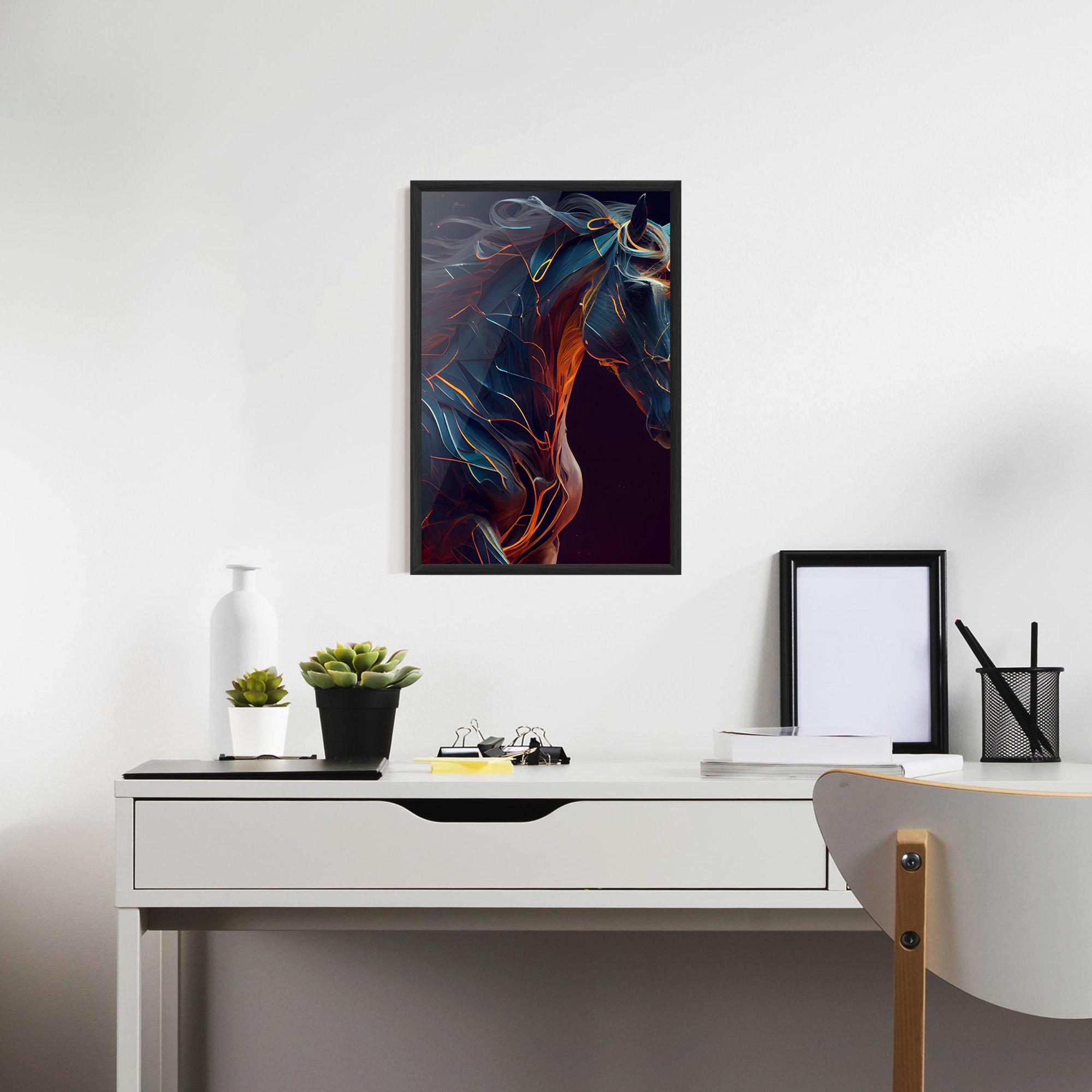 Gerahmte Poster Fire Lines Horse mockup 7