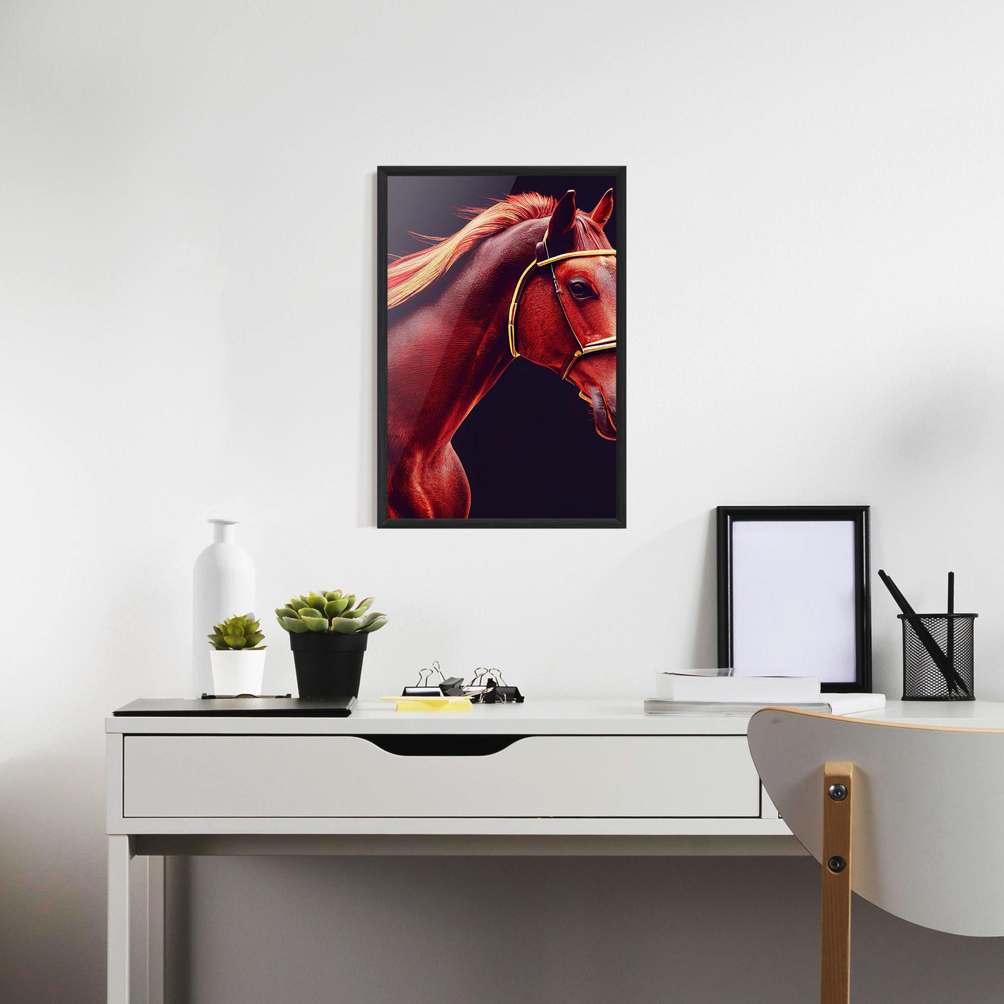 Gerahmte Poster Red Horse Portrait mockup 7