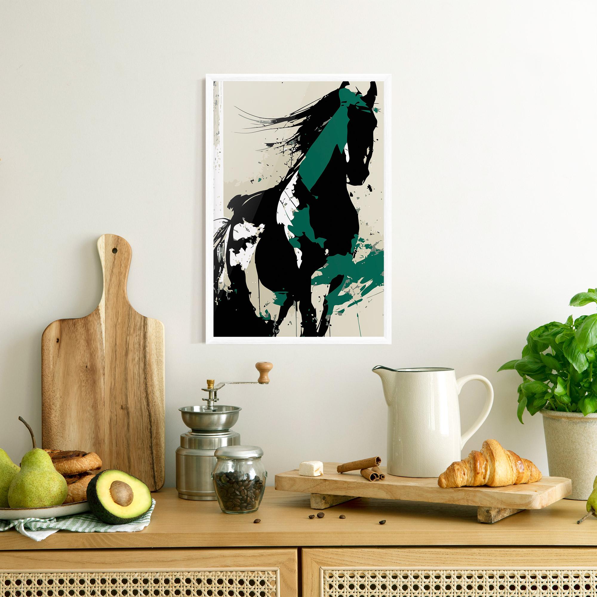 Gerahmte Poster Black Green Horse mockup 8