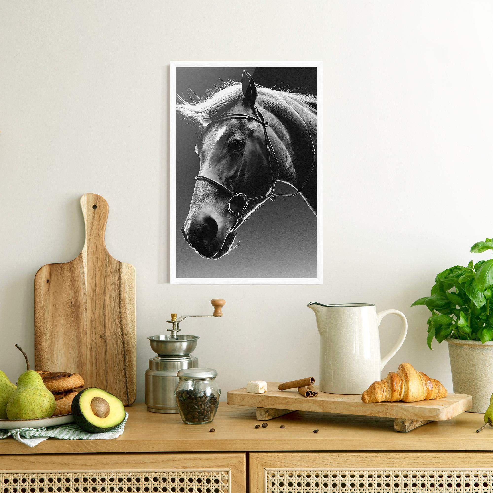 Gerahmte Poster Black Horse Profile mockup 8