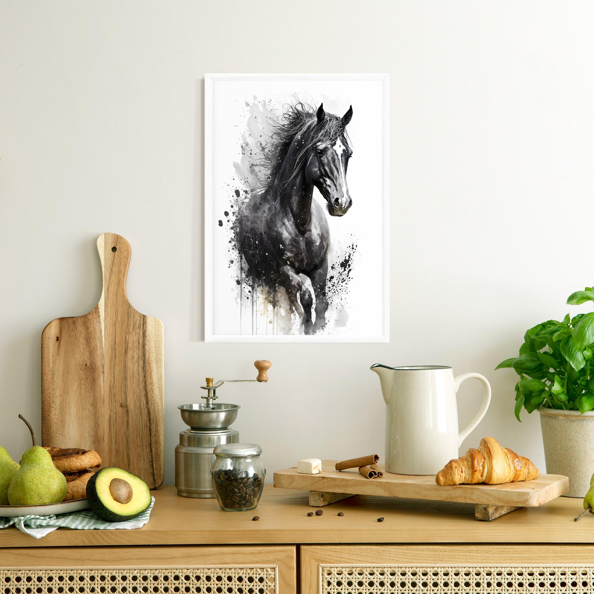 Gerahmte Poster Black Horse mockup 8