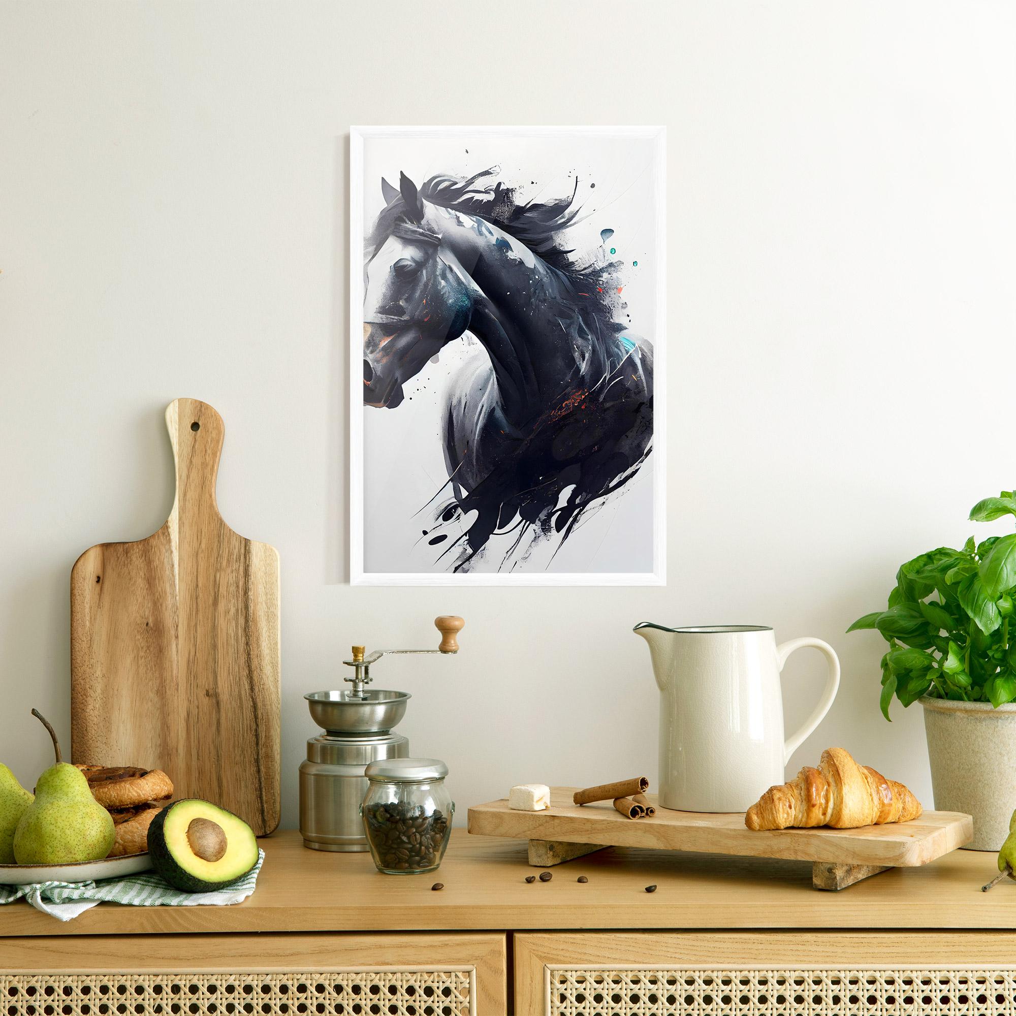 Gerahmte Poster Black Paint Horse mockup 8