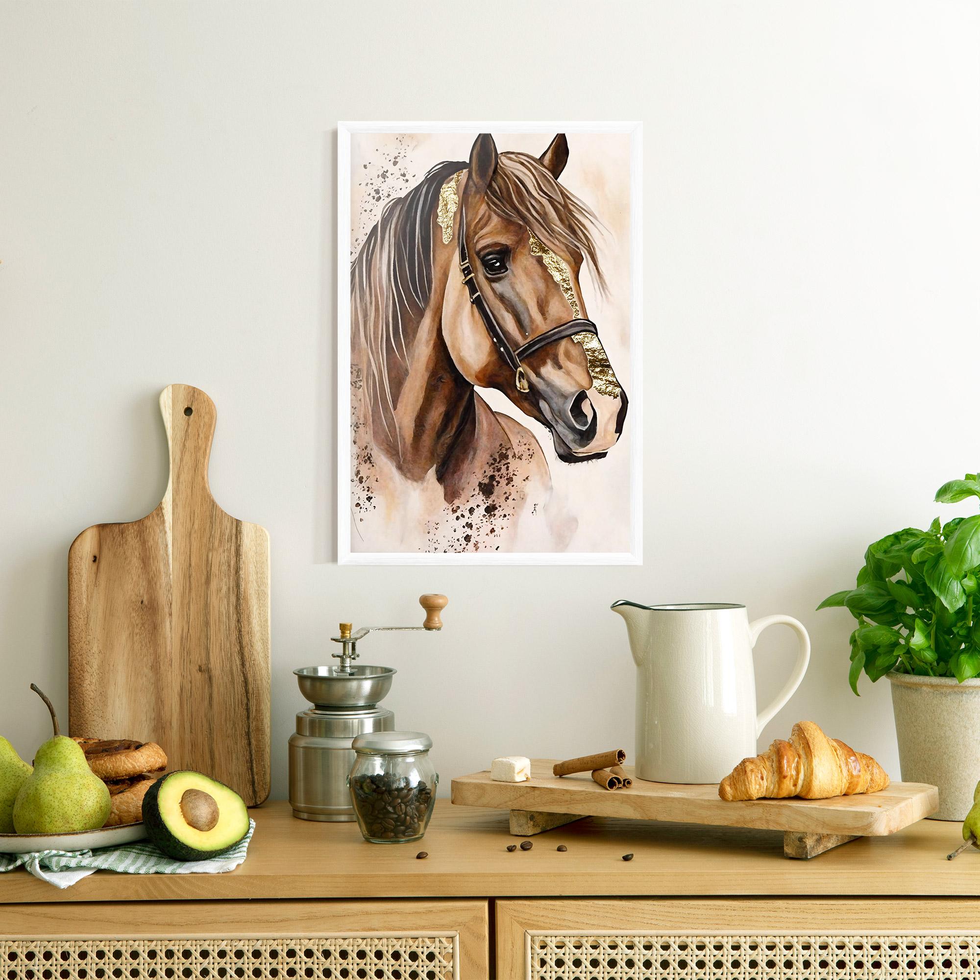 Gerahmte Poster Gold Horse Painting mockup 8