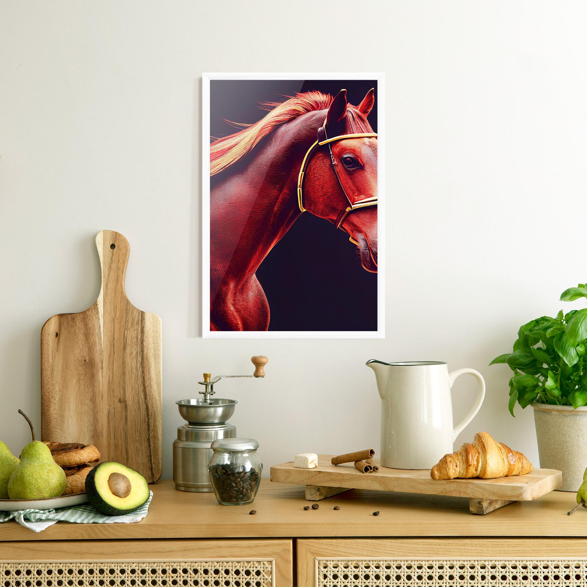 Gerahmte Poster Red Horse Portrait mockup 8