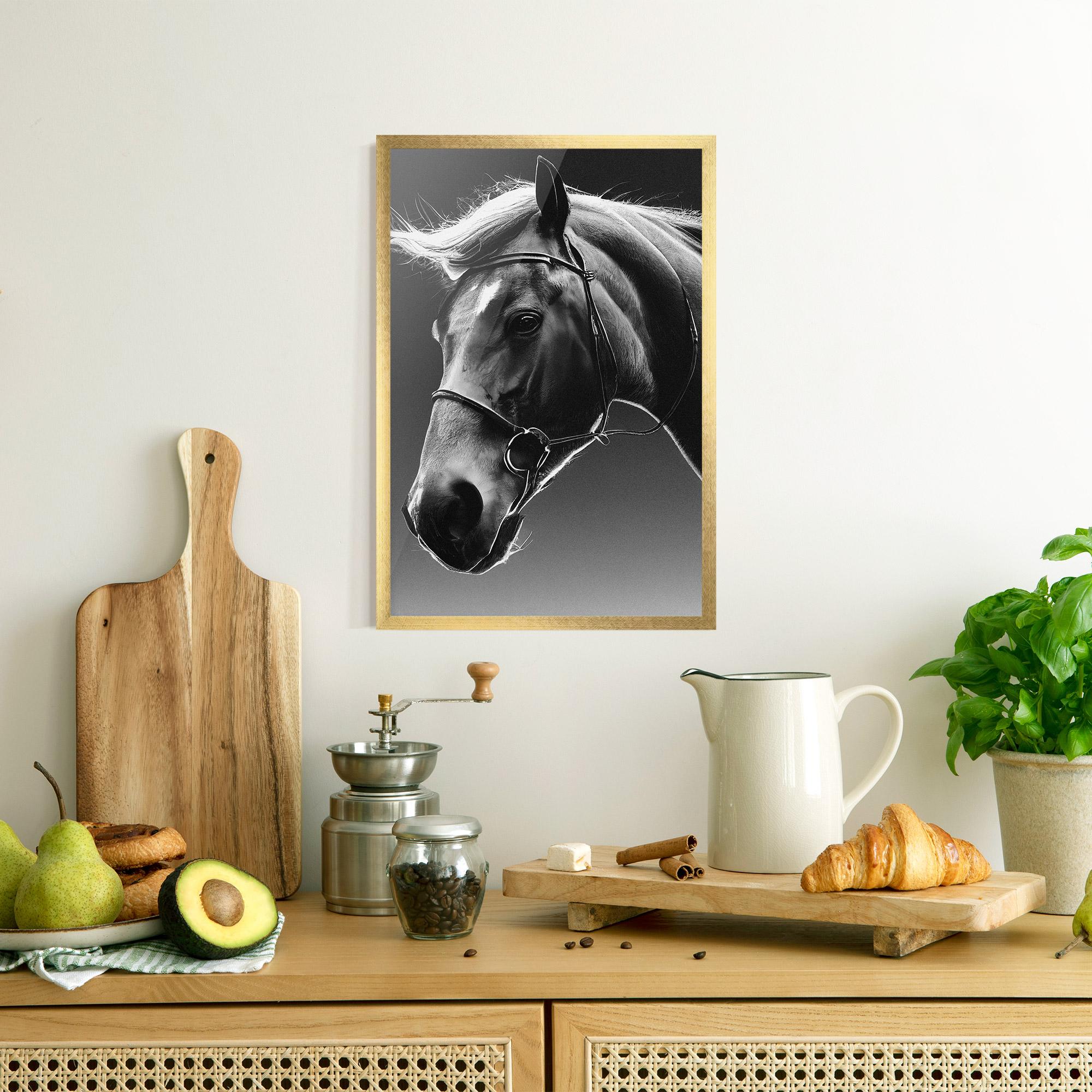 Gerahmte Poster Black Horse Profile mockup 8