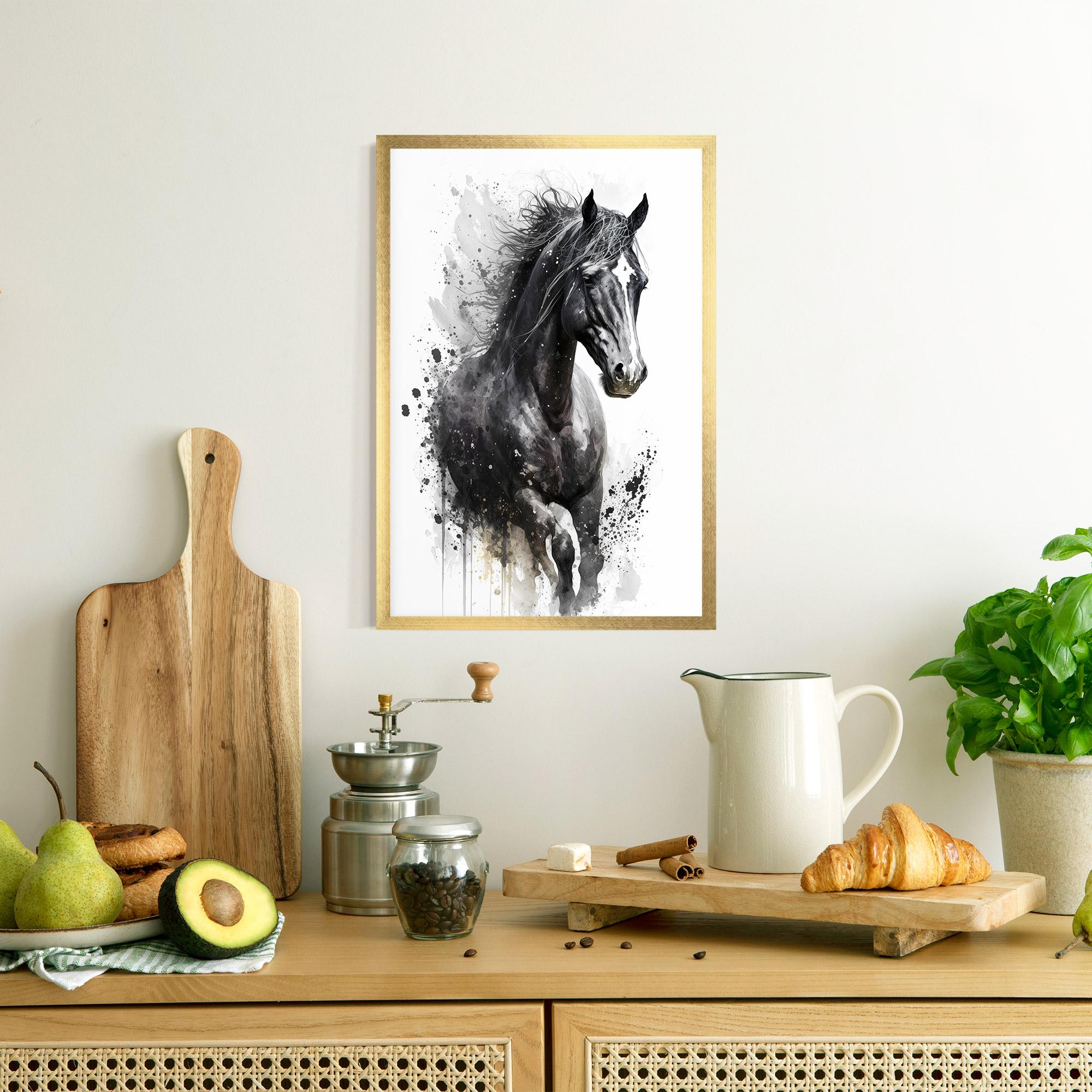 Gerahmte Poster Black Horse mockup 8