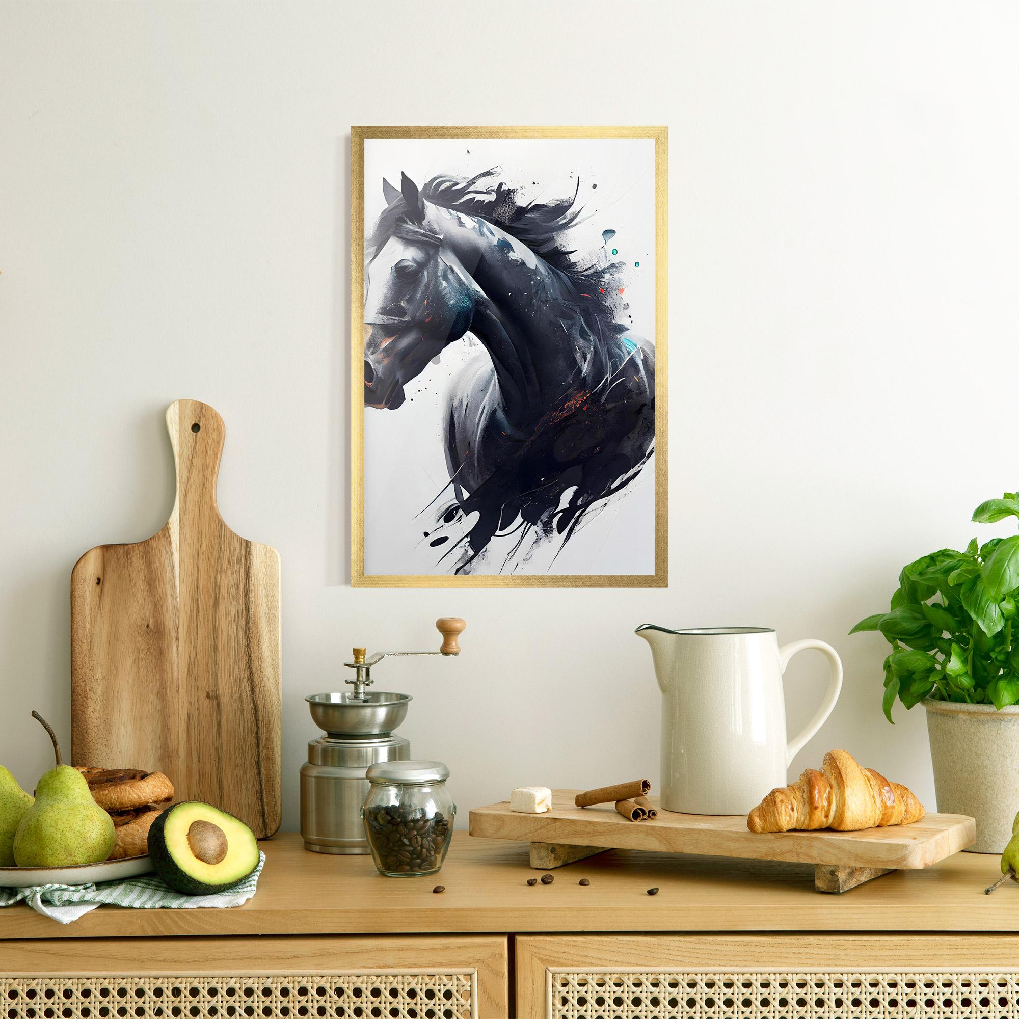 Gerahmte Poster Black Paint Horse mockup 8
