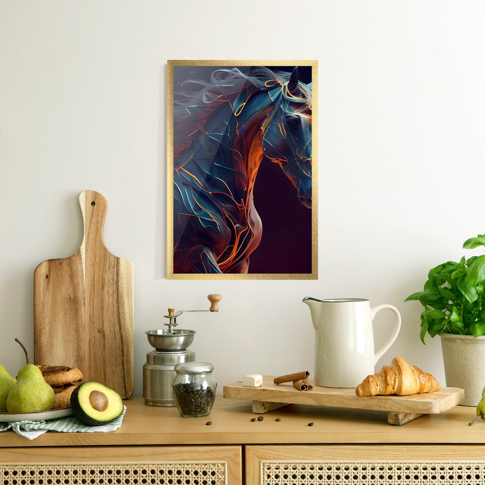 Gerahmte Poster Fire Lines Horse mockup 8