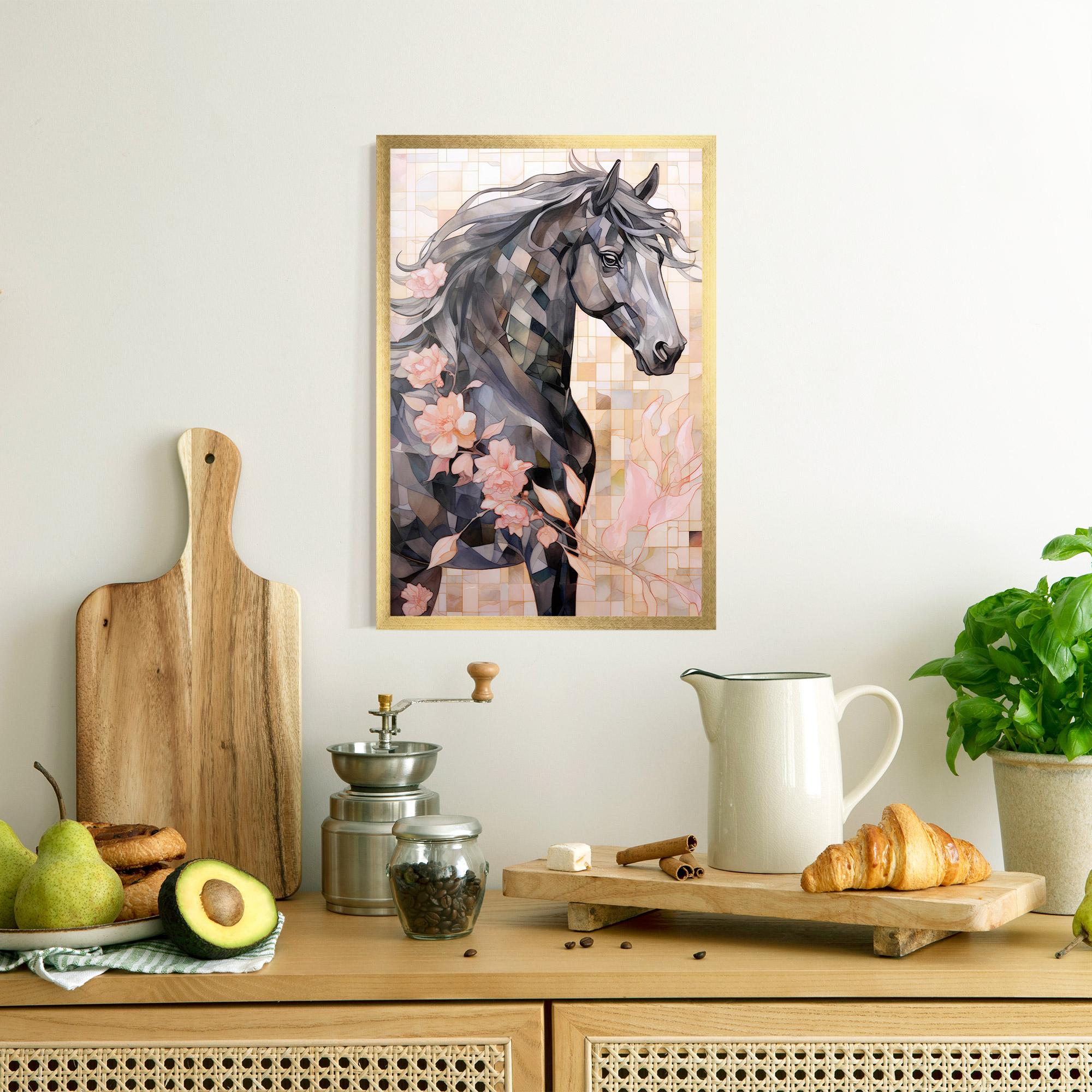 Gerahmte Poster Mosaic Painting Horse mockup 8