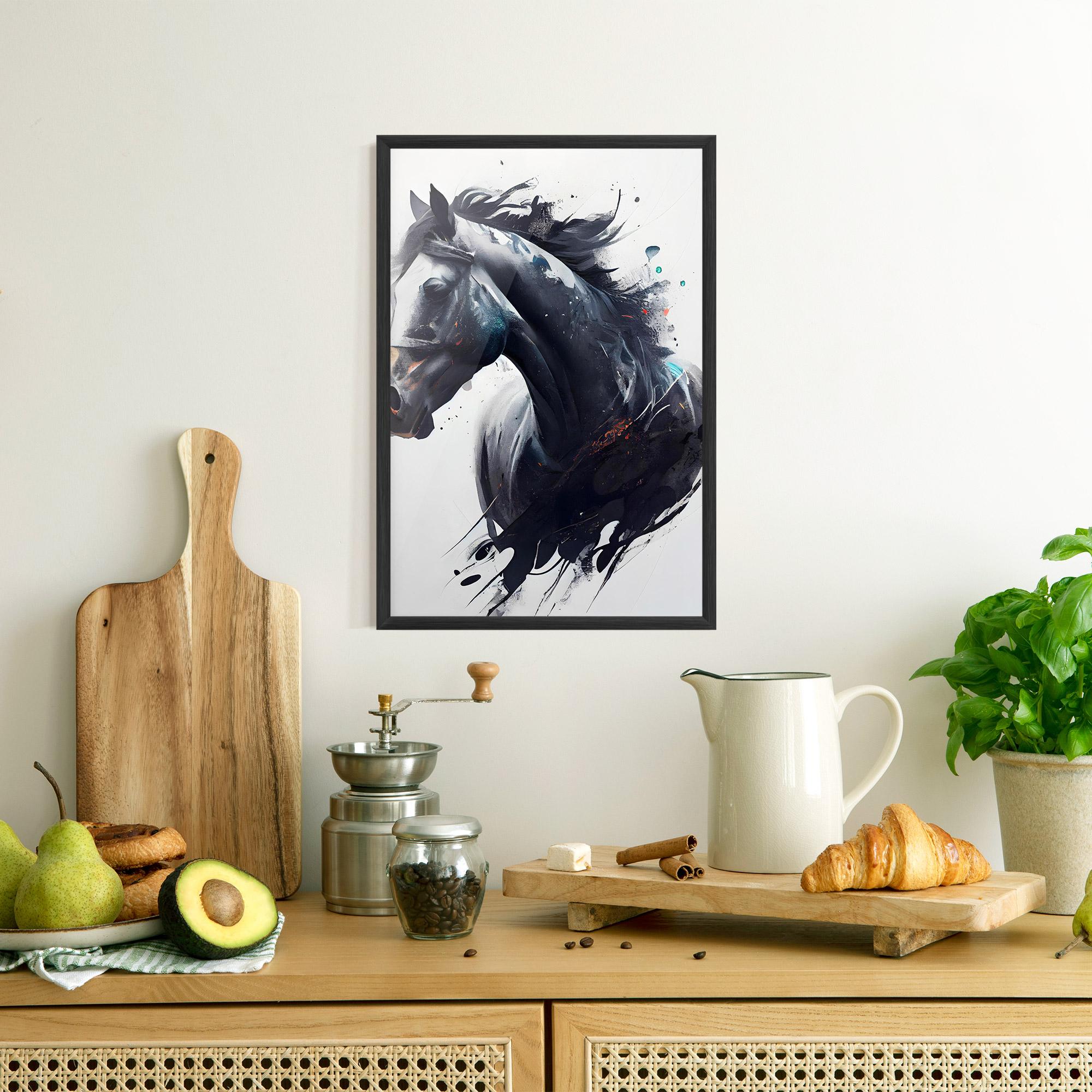 Gerahmte Poster Black Paint Horse mockup 8