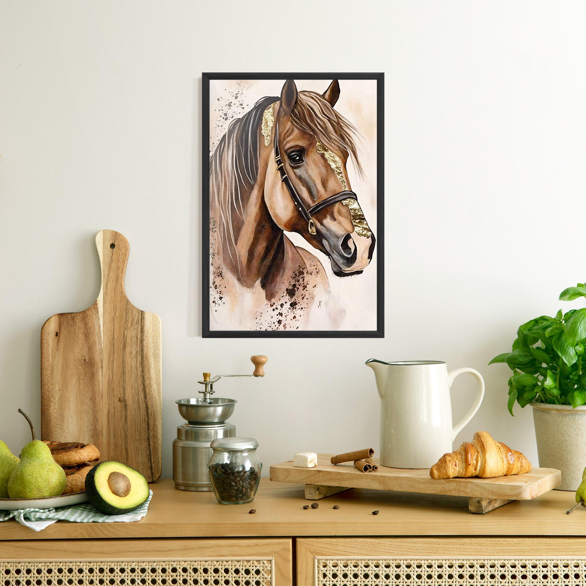 Gerahmte Poster Gold Horse Painting mockup 8