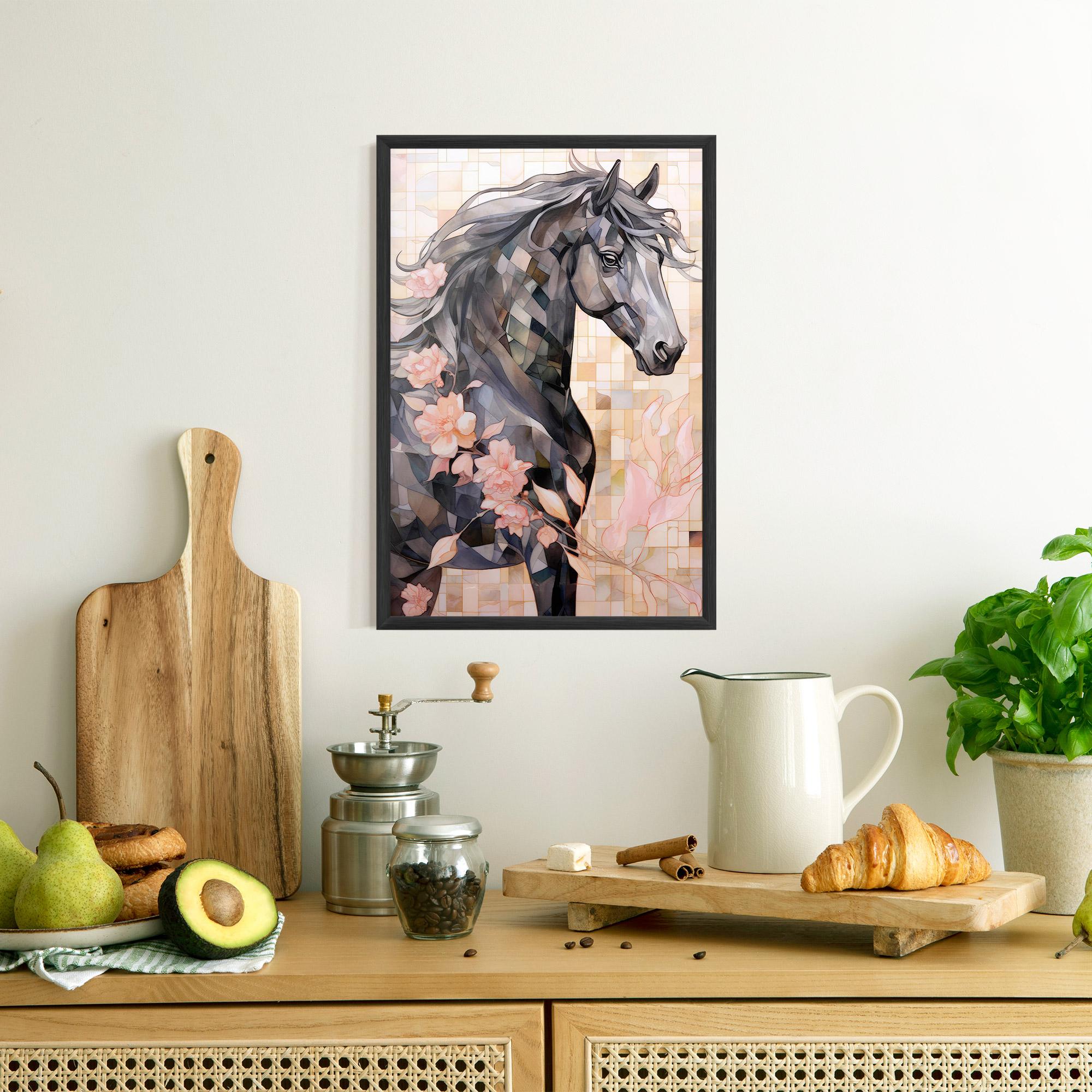 Gerahmte Poster Mosaic Painting Horse mockup 8
