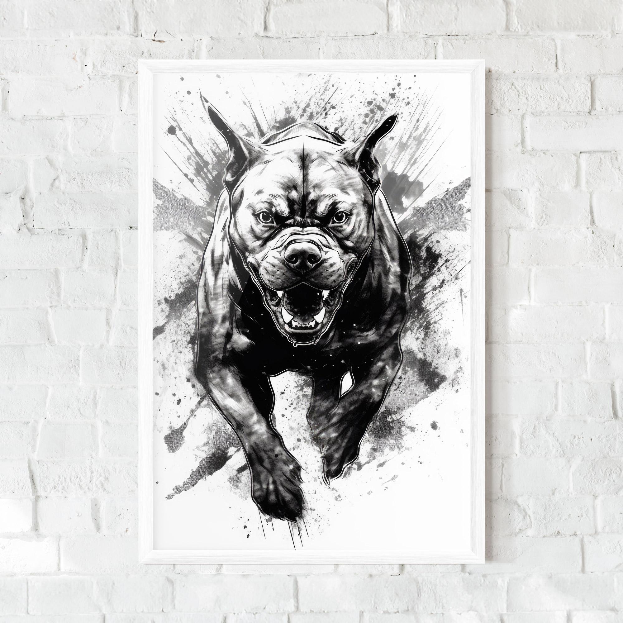 Gerahmte Poster Angry Dog Jump mockup 0