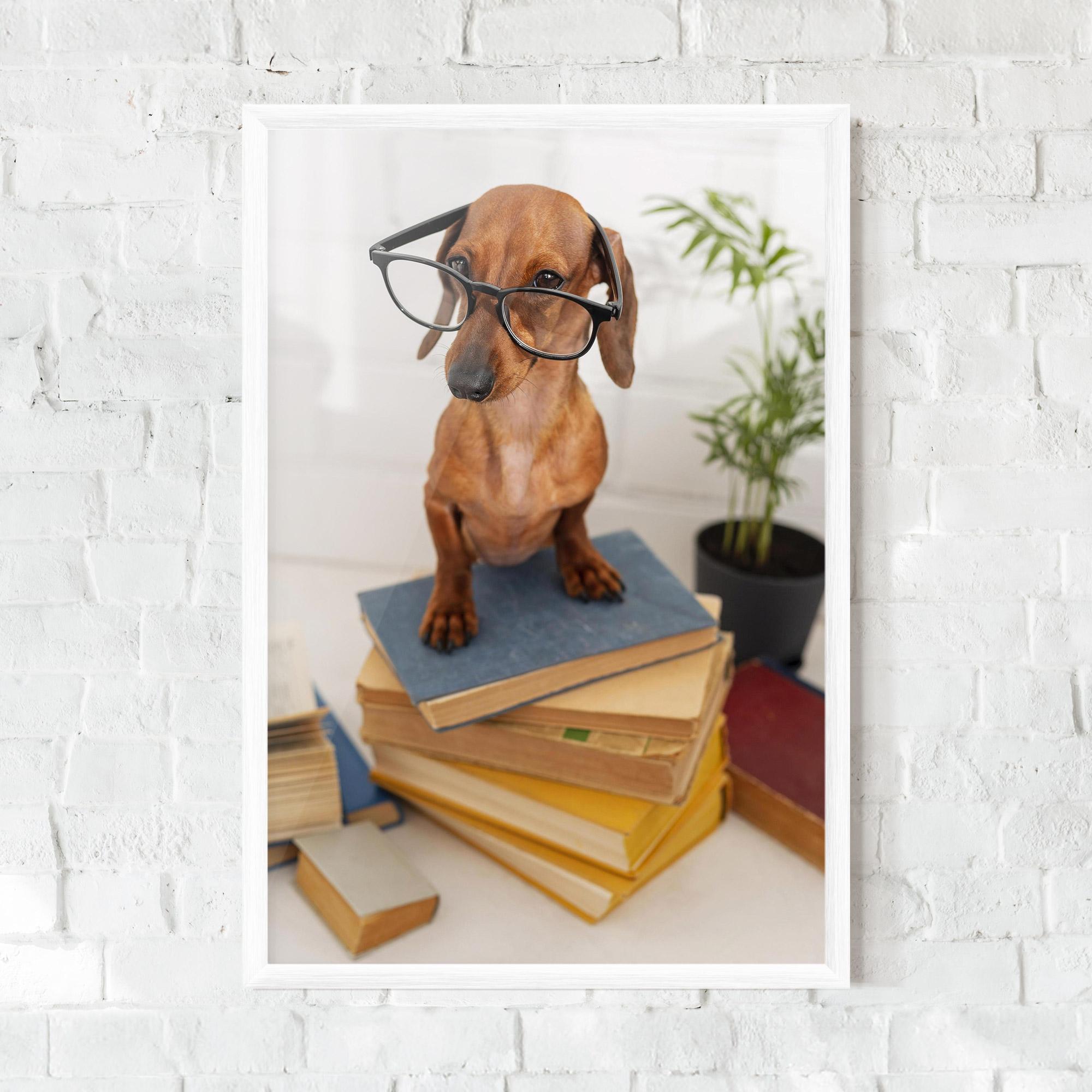 Gerahmte Poster Books Cute Dog mockup 0