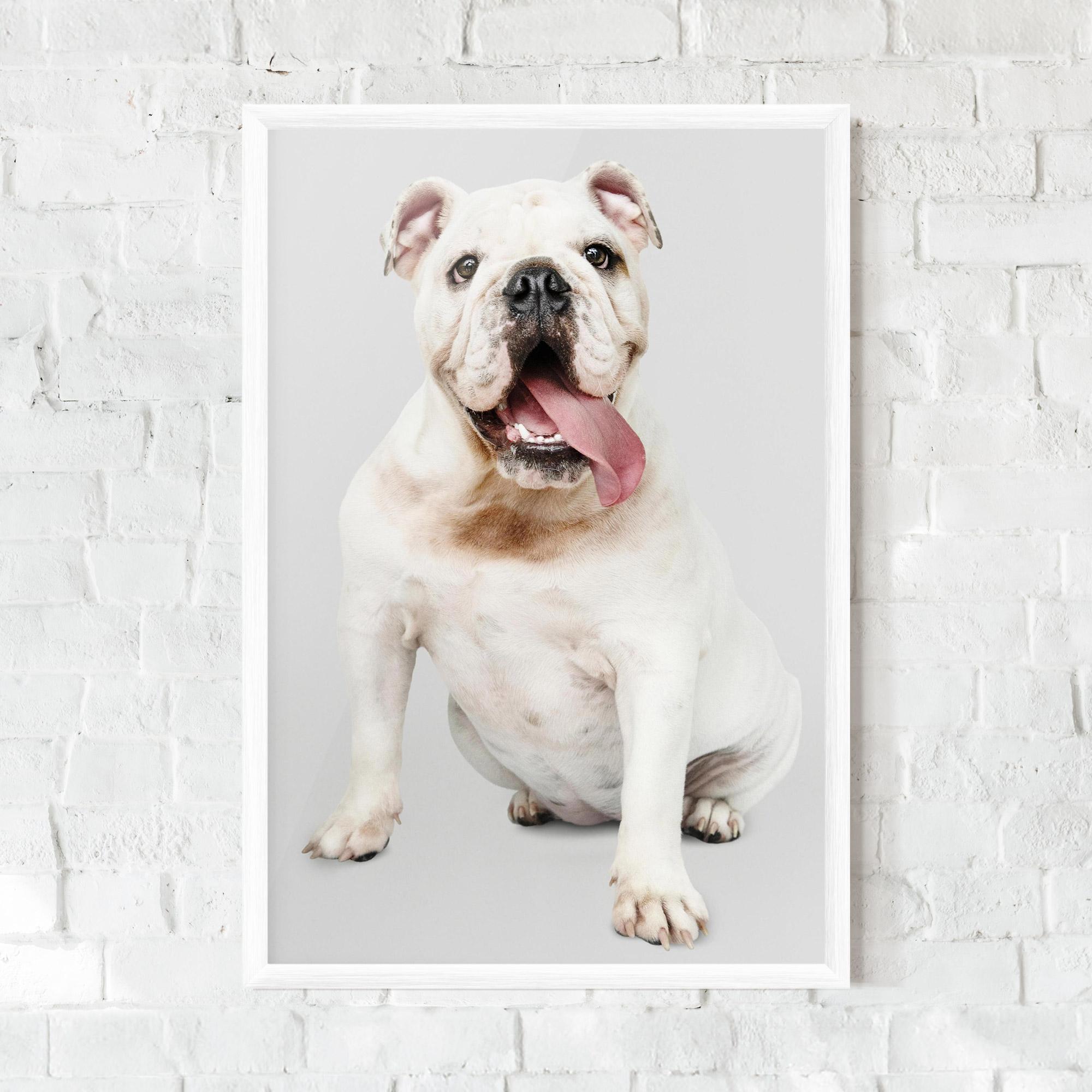 Gerahmte Poster Happy White Dog mockup 0