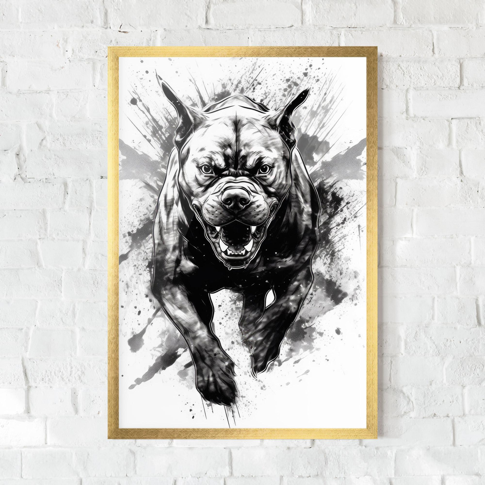 Gerahmte Poster Angry Dog Jump mockup 0