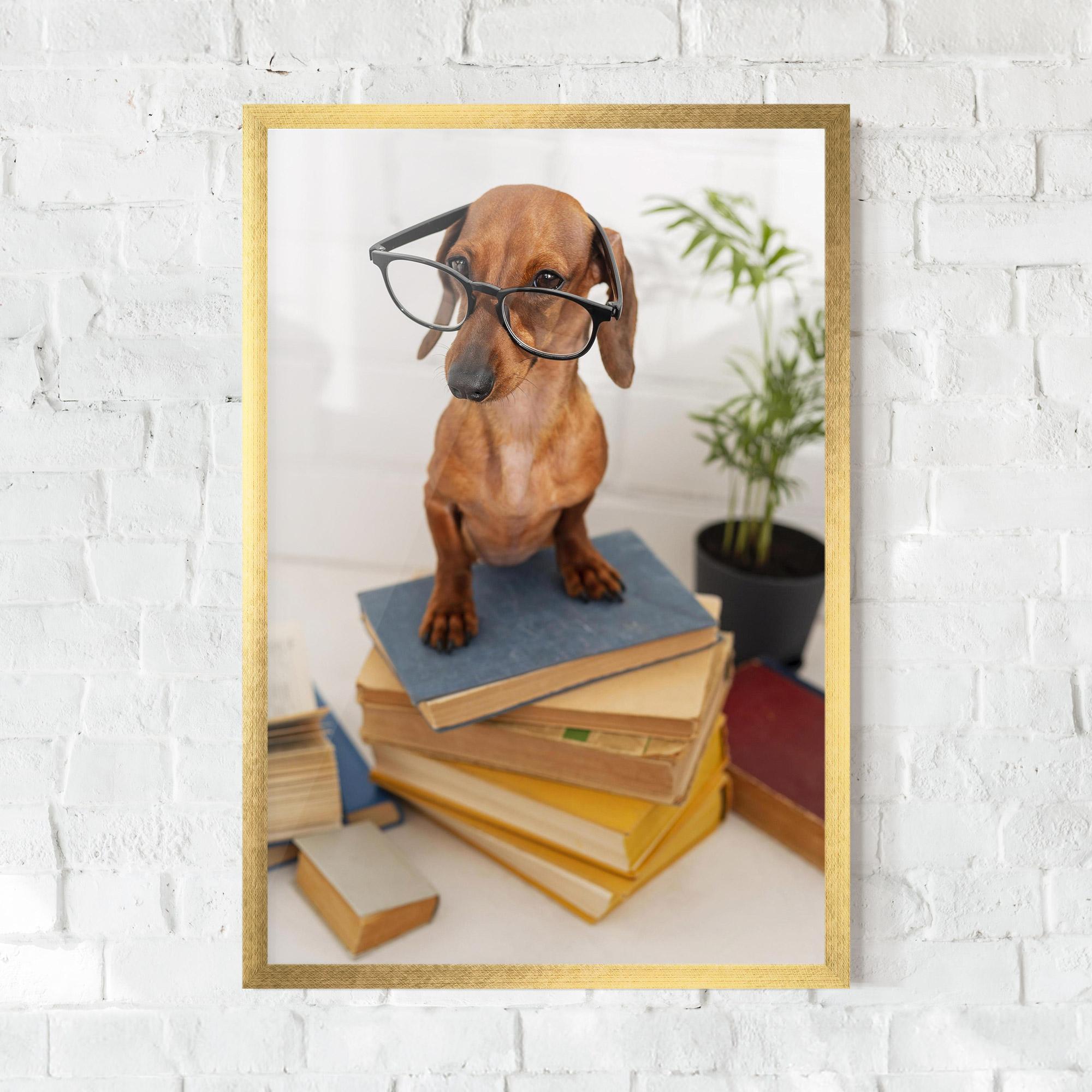 Gerahmte Poster Books Cute Dog mockup 0