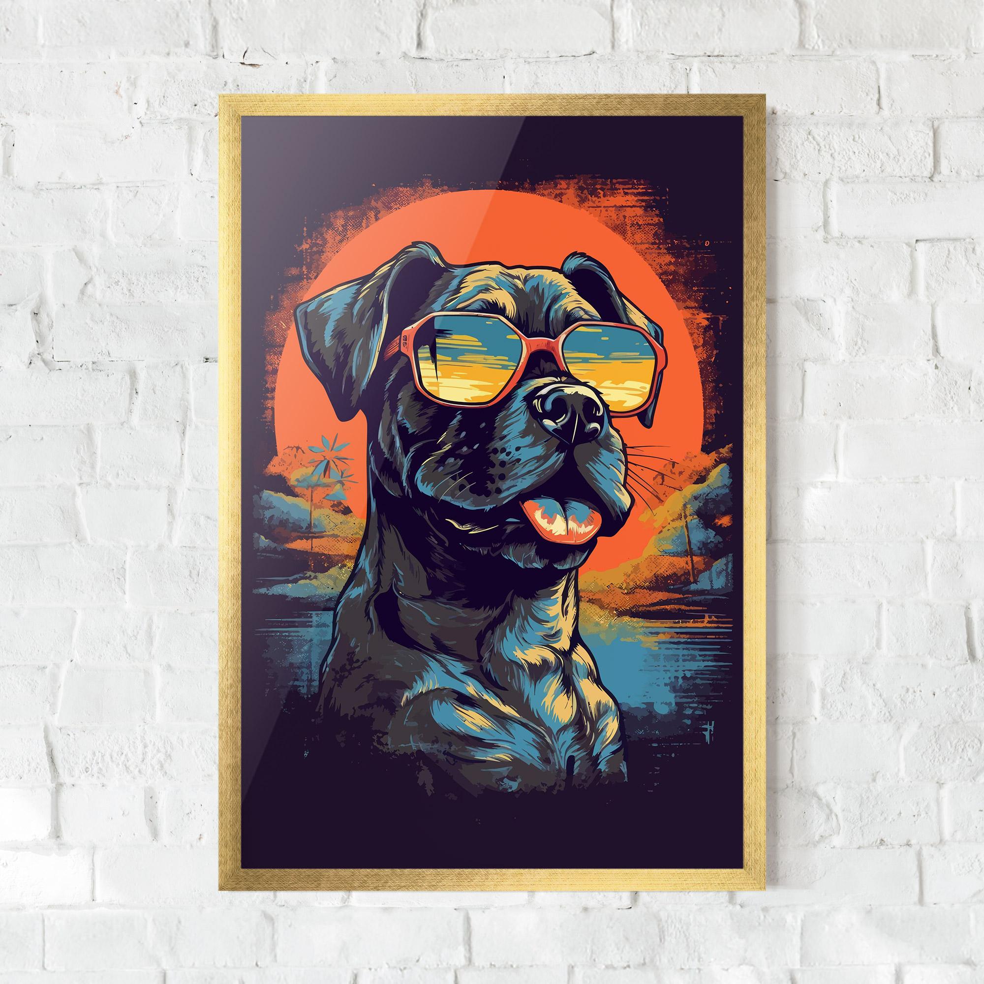 Gerahmte Poster Sunset Dog mockup 0