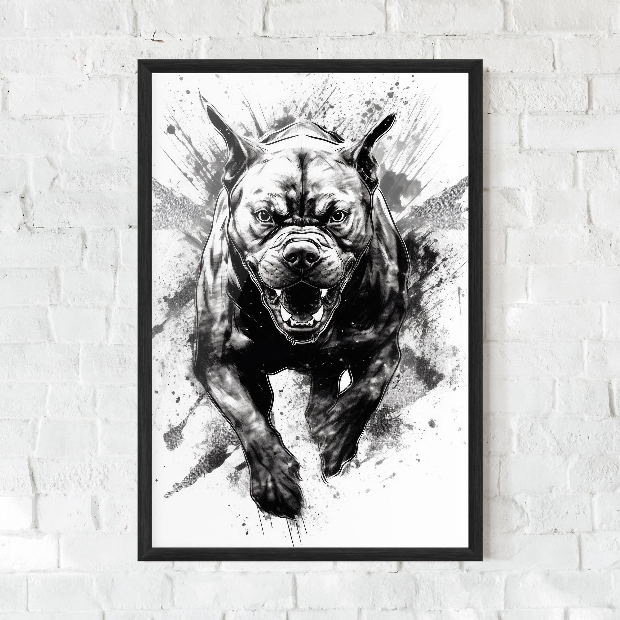 Gerahmte Poster Angry Dog Jump mockup 0
