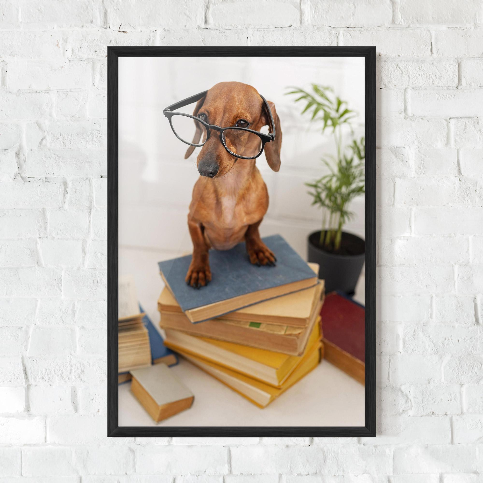 Gerahmte Poster Books Cute Dog mockup 0