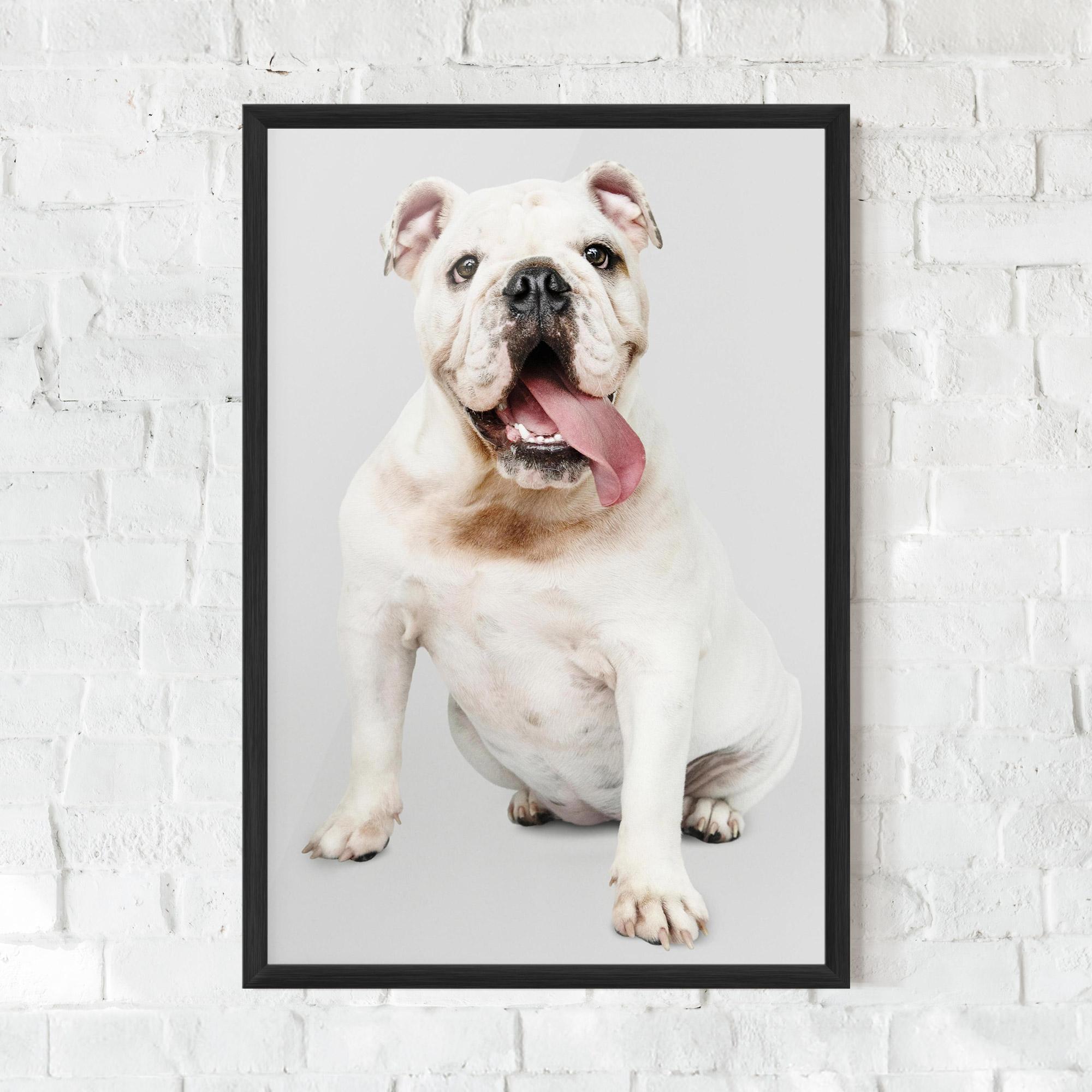 Gerahmte Poster Happy White Dog mockup 0