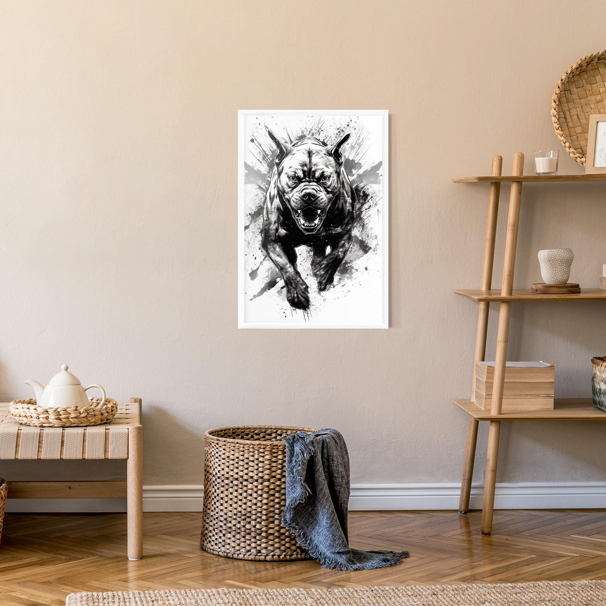 Gerahmte Poster Angry Dog Jump mockup 9