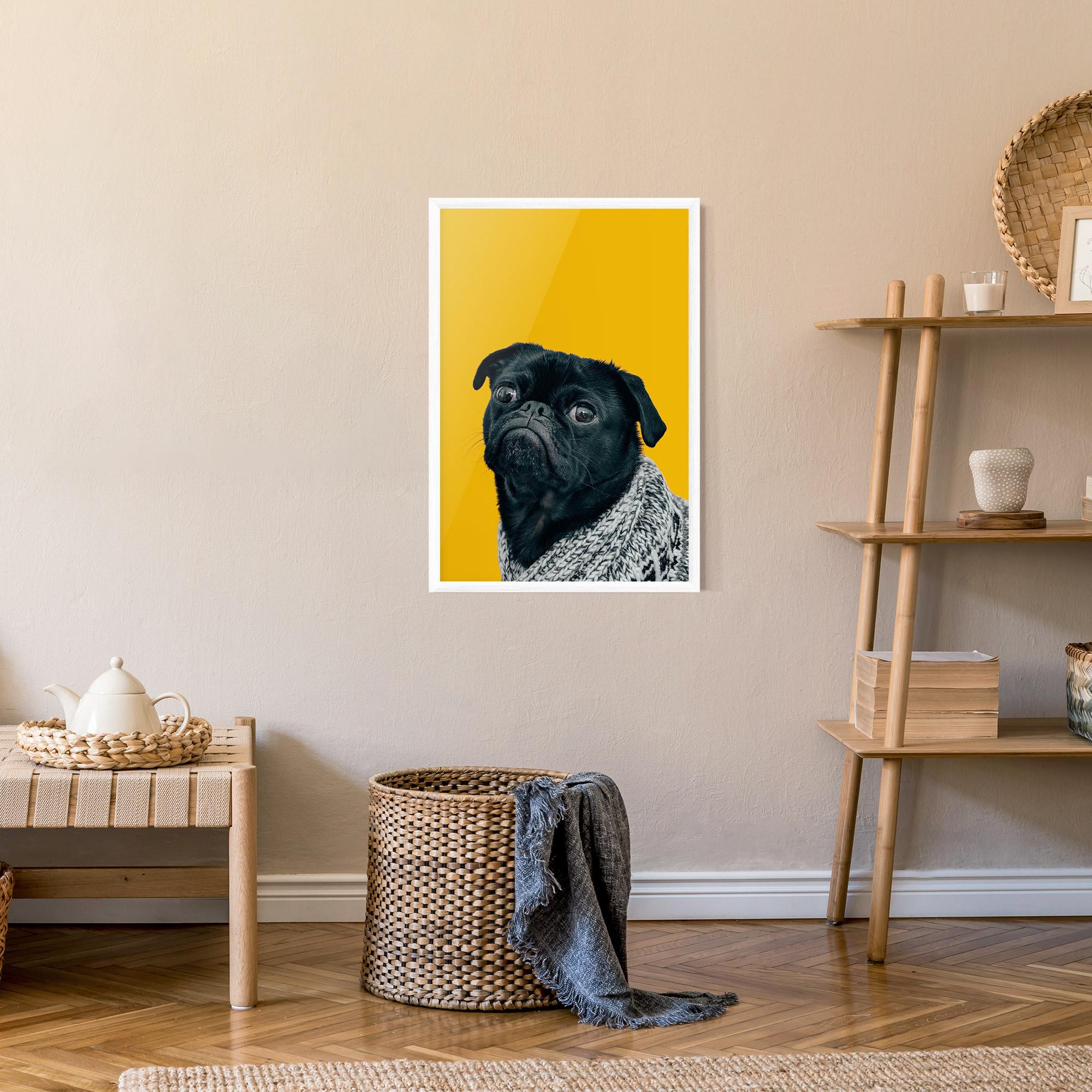 Gerahmte Poster Black Pug mockup 9